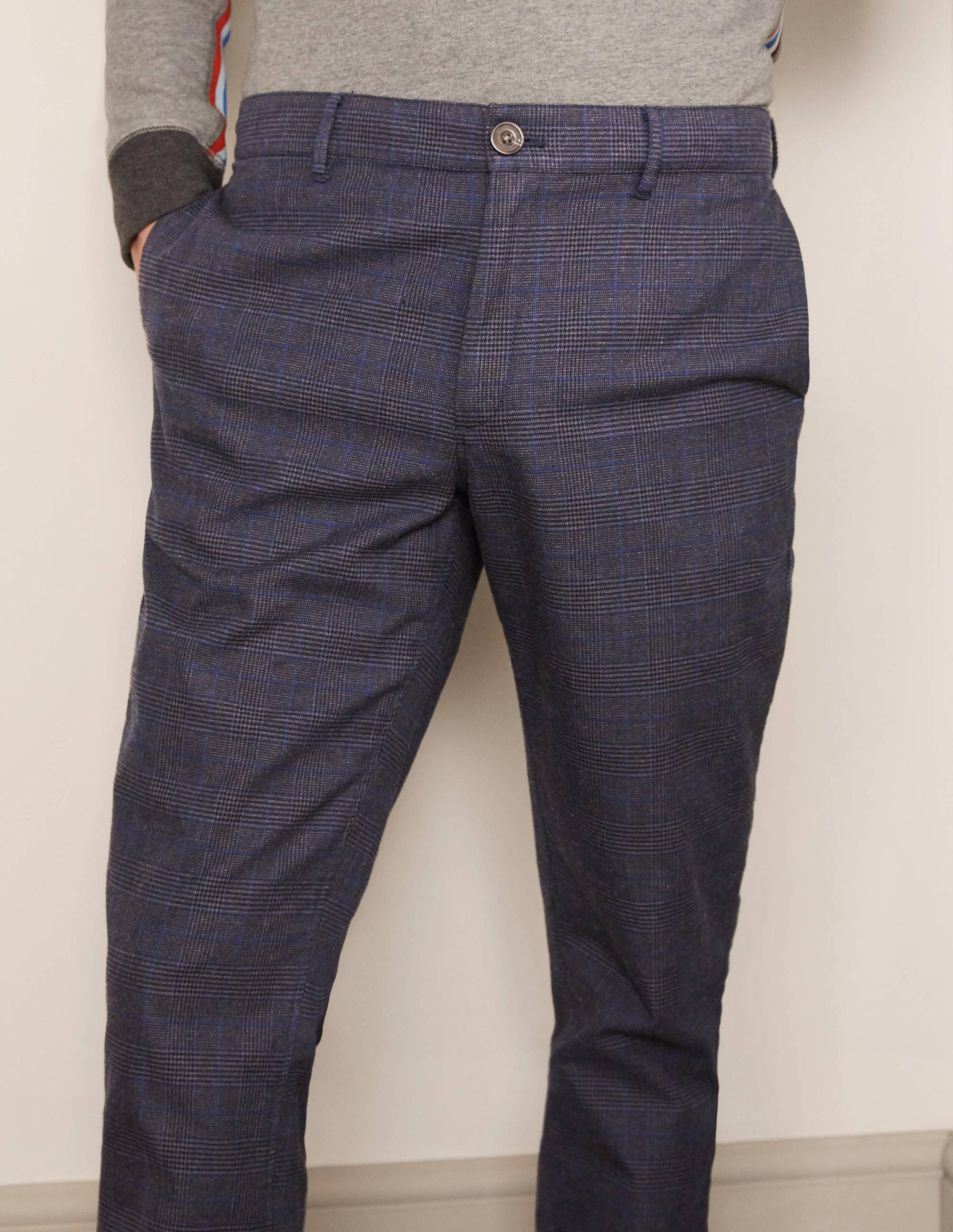 Chaldon Elasticated Pants-Navy Check - Image 4