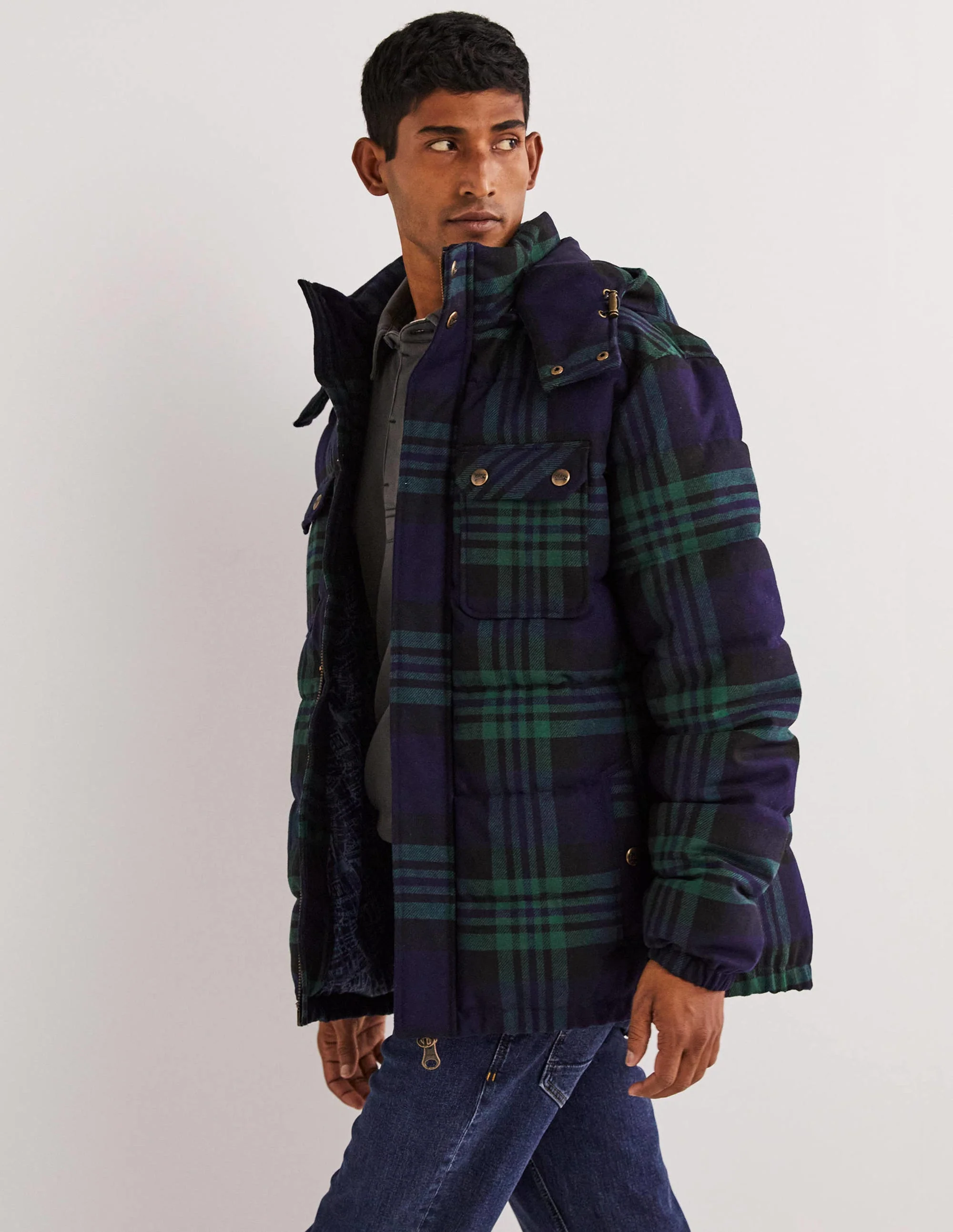 Check Puffer-College Navy/Green Check - Image 5
