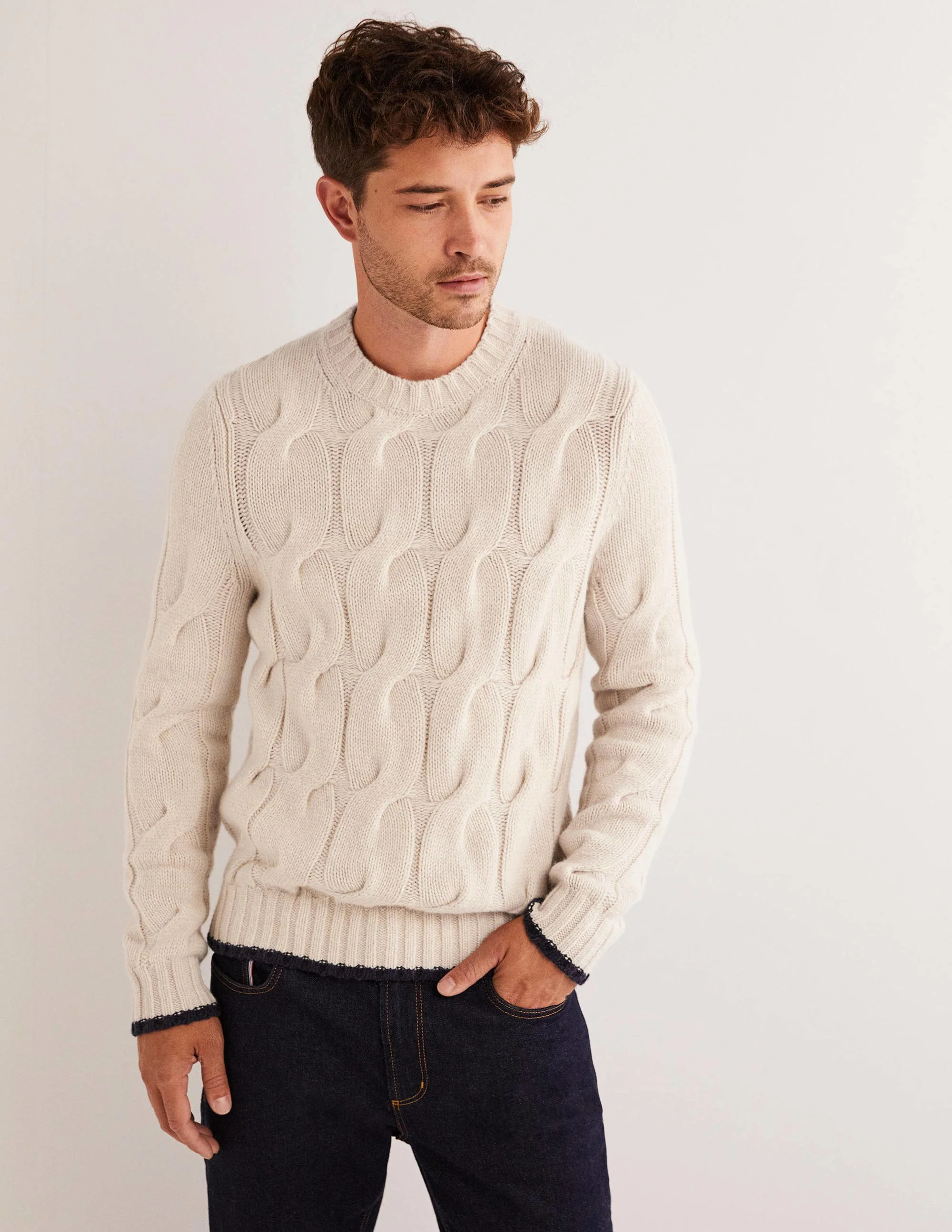 Chunky Cable Sweater-Ecru Cable