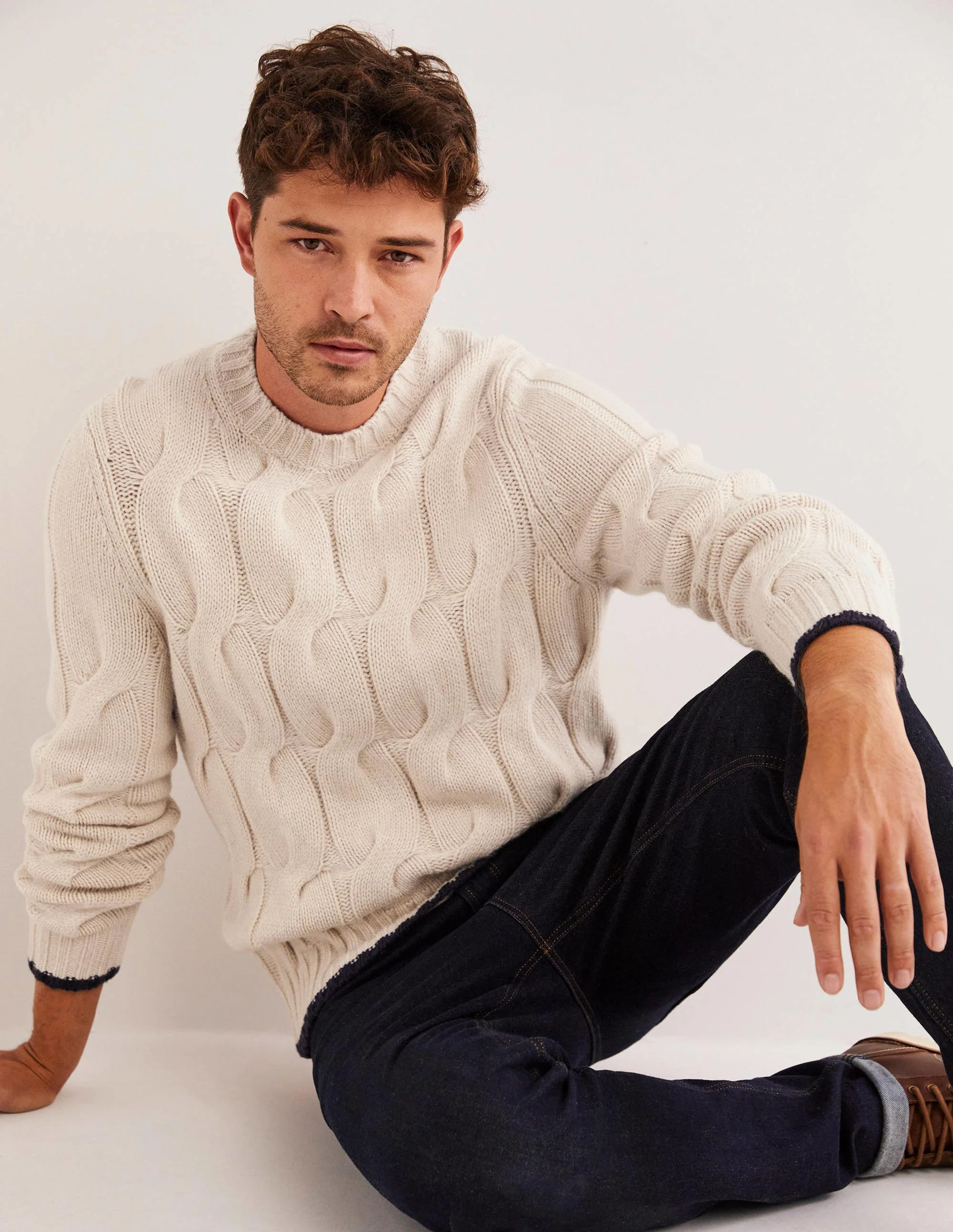 Chunky Cable Sweater-Ecru Cable - Image 5
