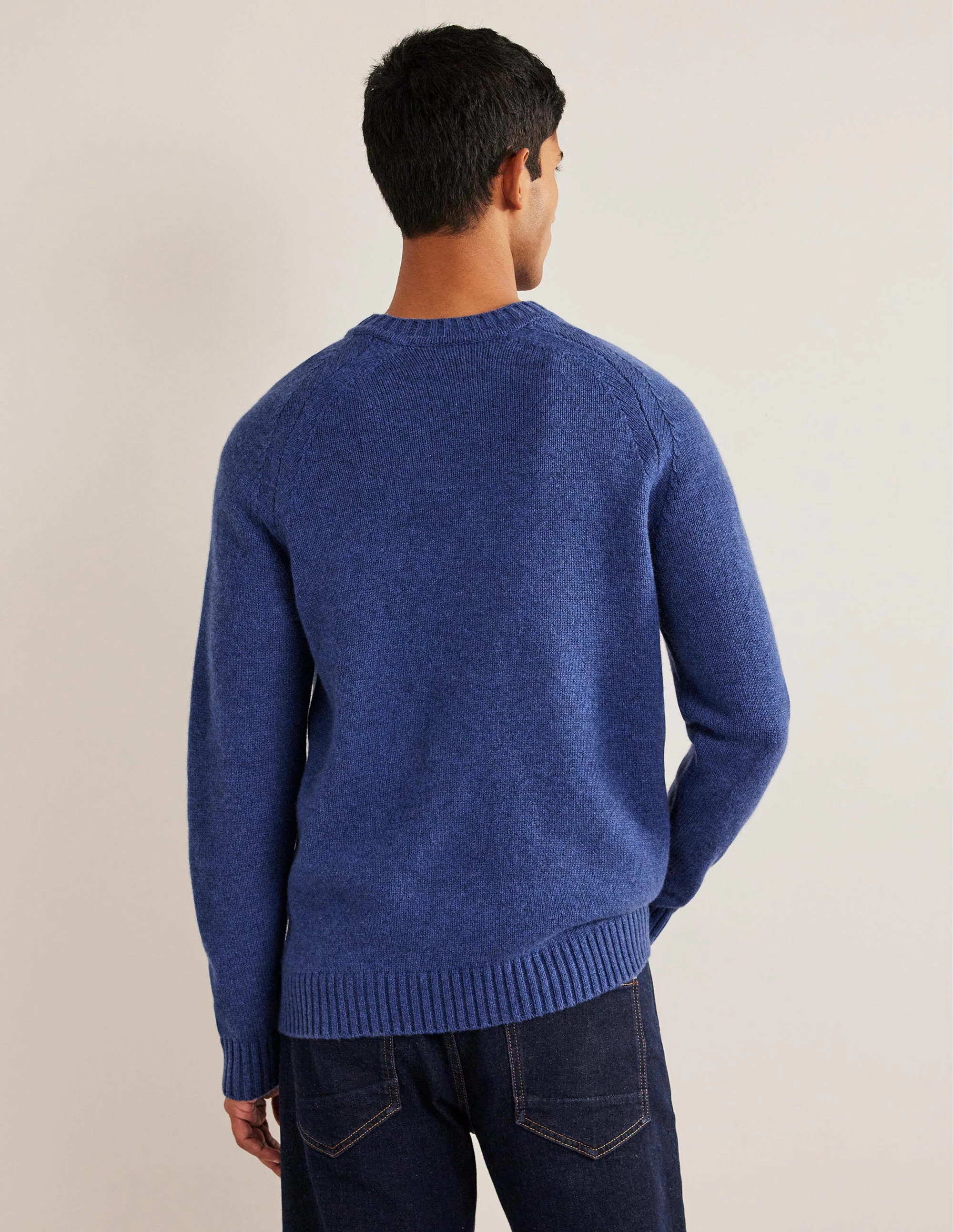 Chunky Cashmere Crew Sweater-Blue Ribbon - Image 3