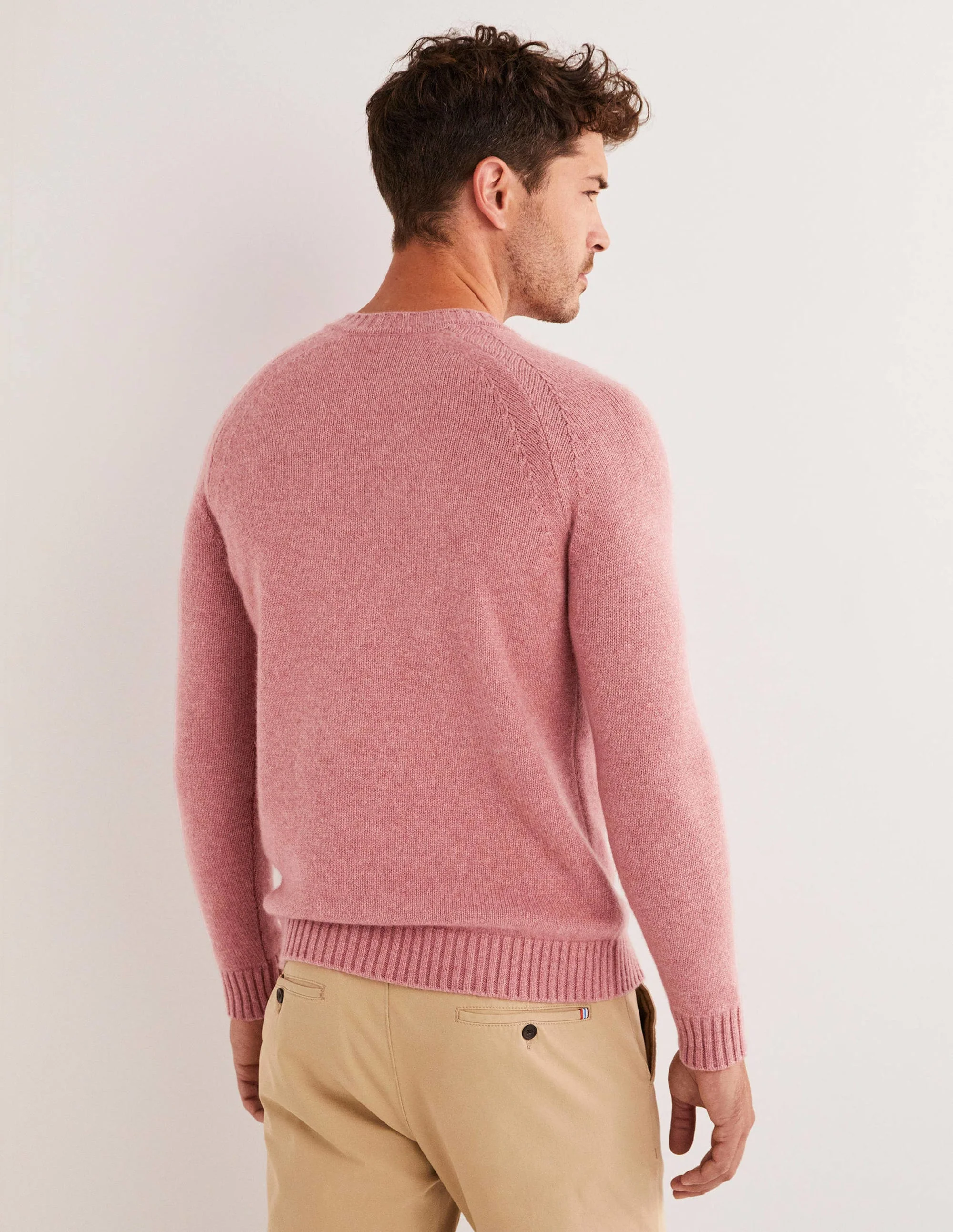 Chunky Cashmere Crew Sweater-Dusty Red - Image 3