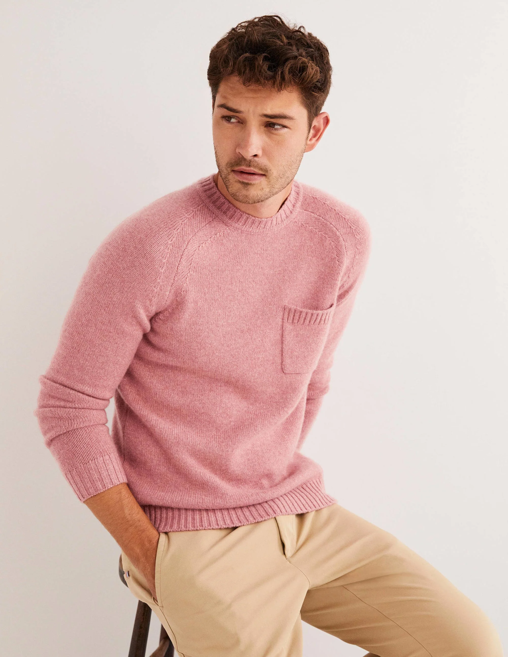 Chunky Cashmere Crew Sweater-Dusty Red - Image 4