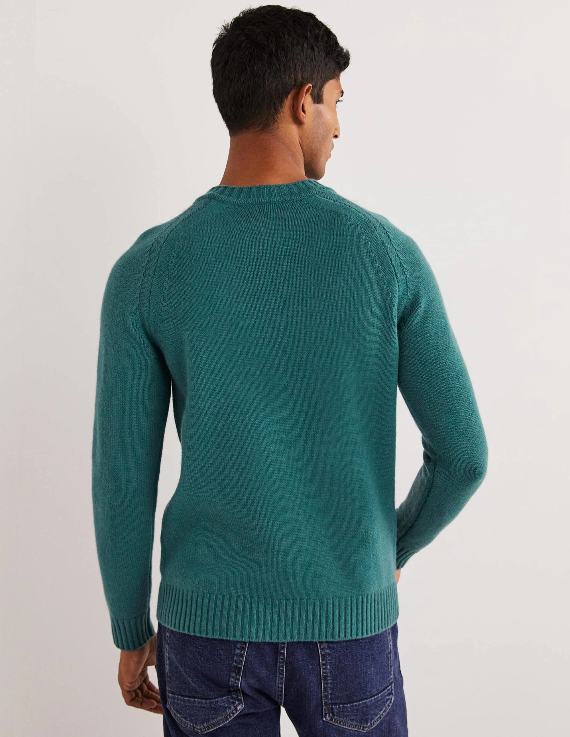 Chunky Cashmere Crew Sweater-Teal - Image 2