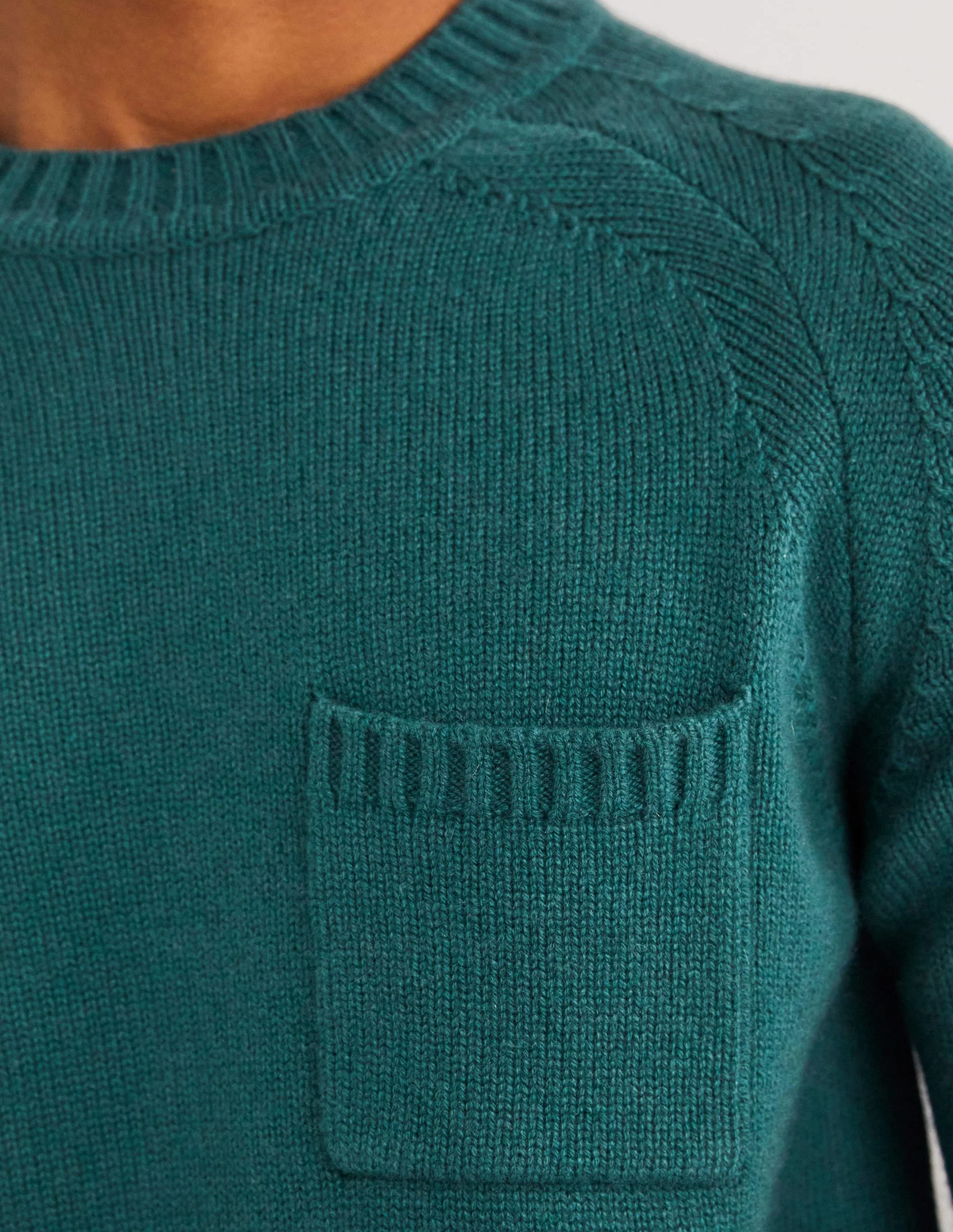 Chunky Cashmere Crew Sweater-Teal - Image 3
