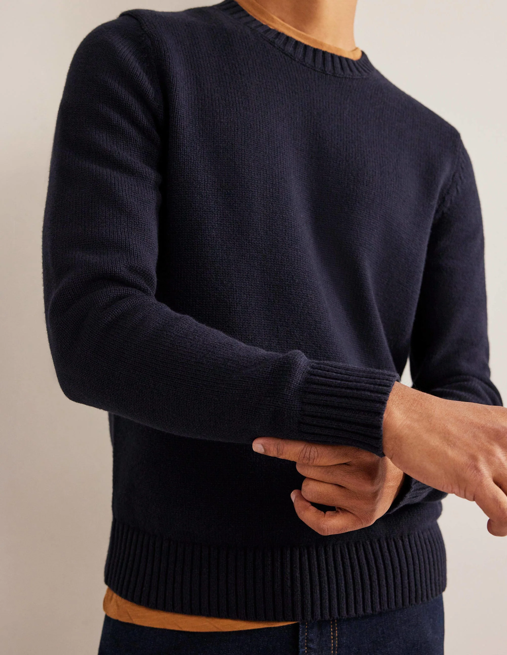 Chunky Cotton Cashmere Crew-French Navy - Image 2