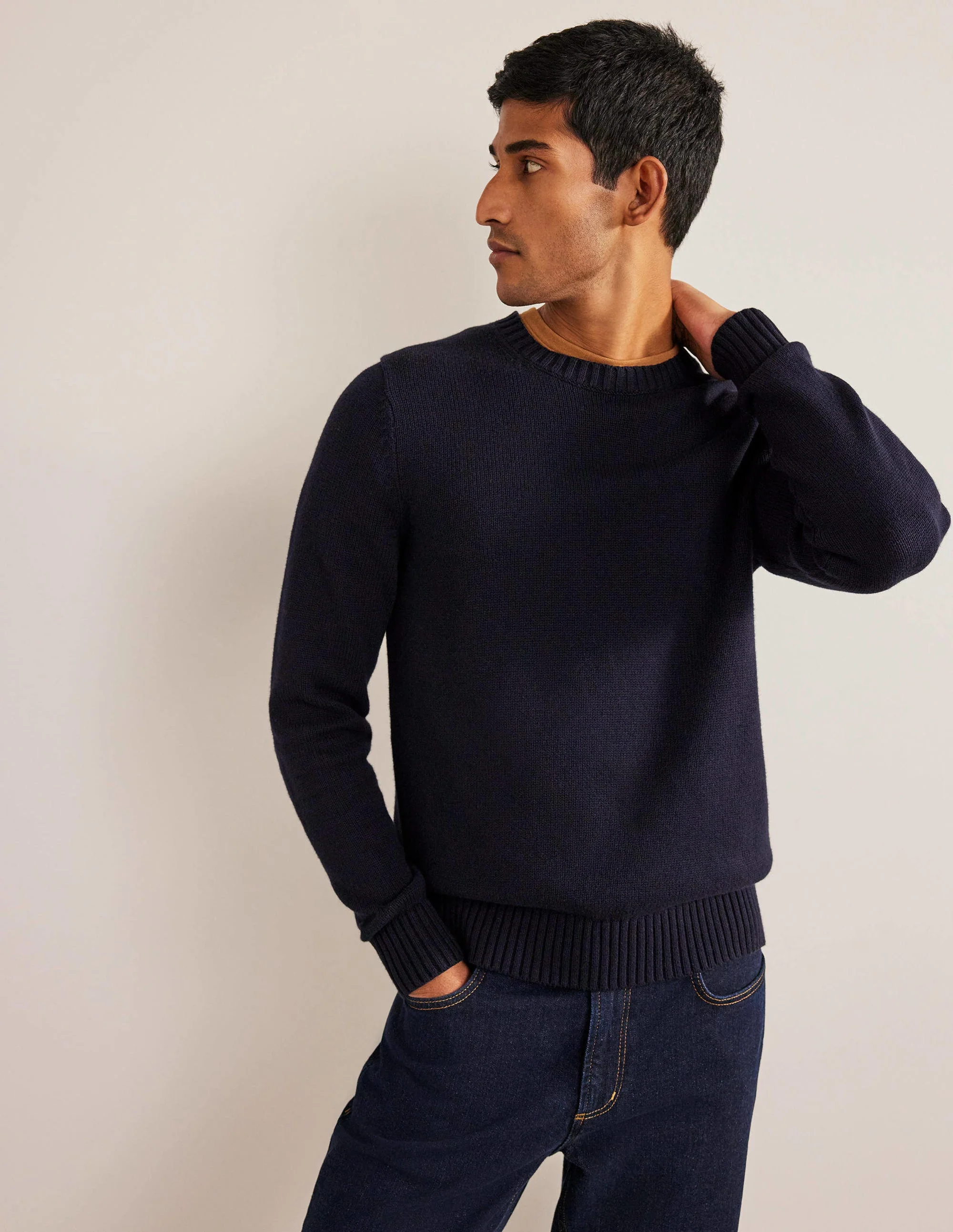 Chunky Cotton Cashmere Crew-French Navy - Image 4
