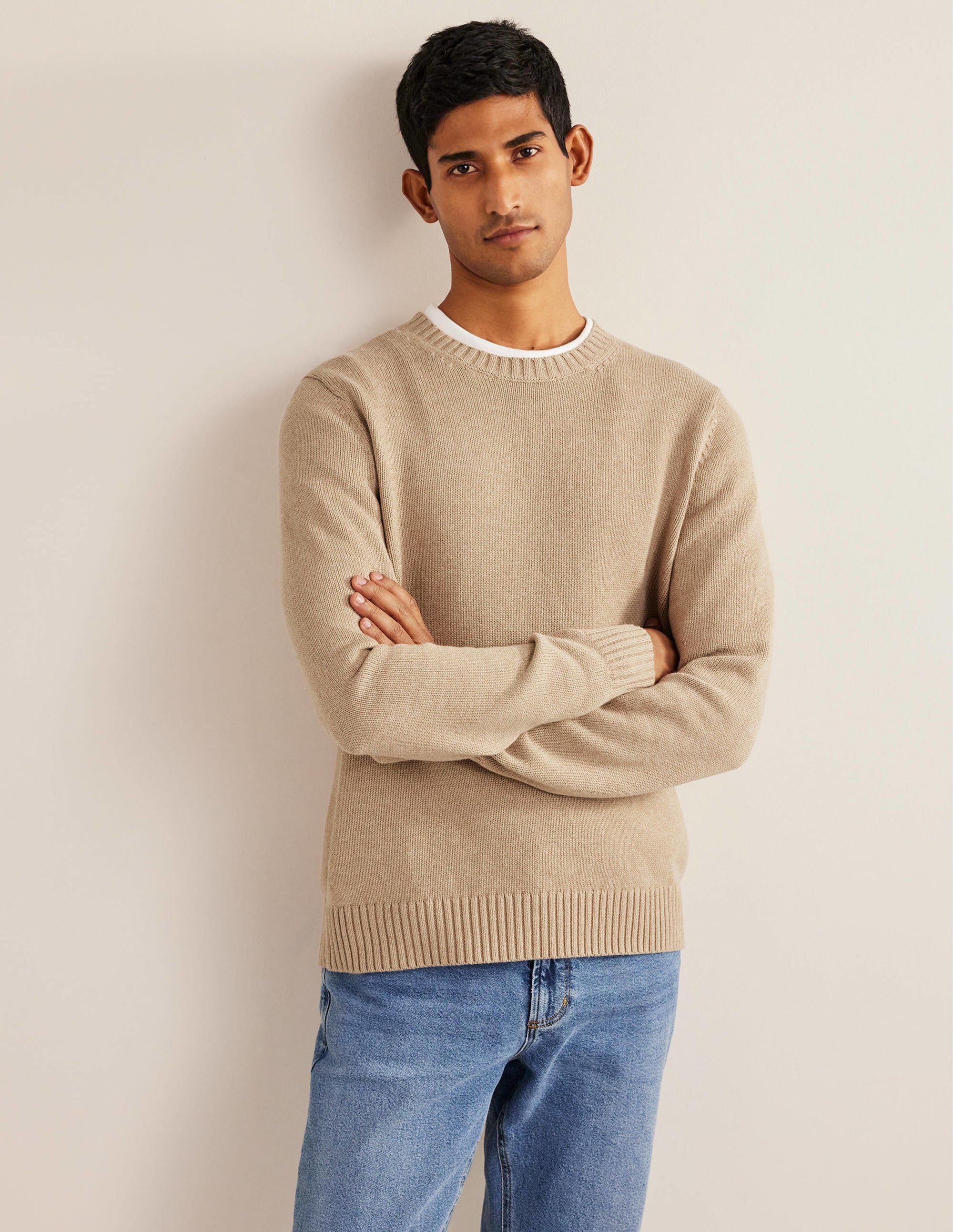 Chunky Cotton Cashmere Crew-Stone
