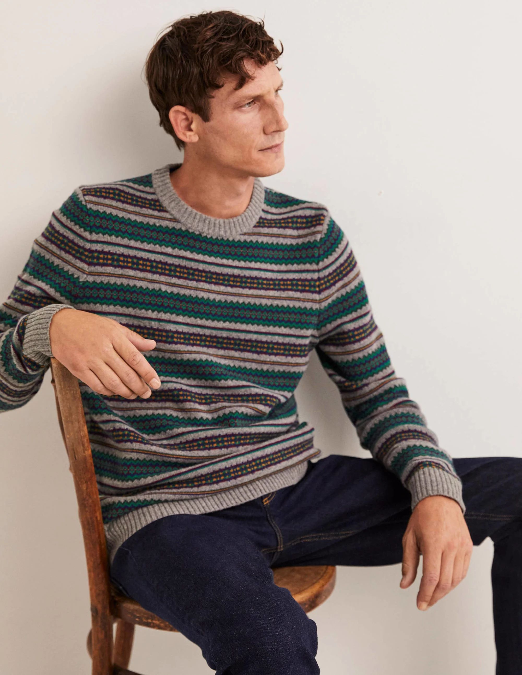 Chunky Wool Crew Neck-Fair Isle