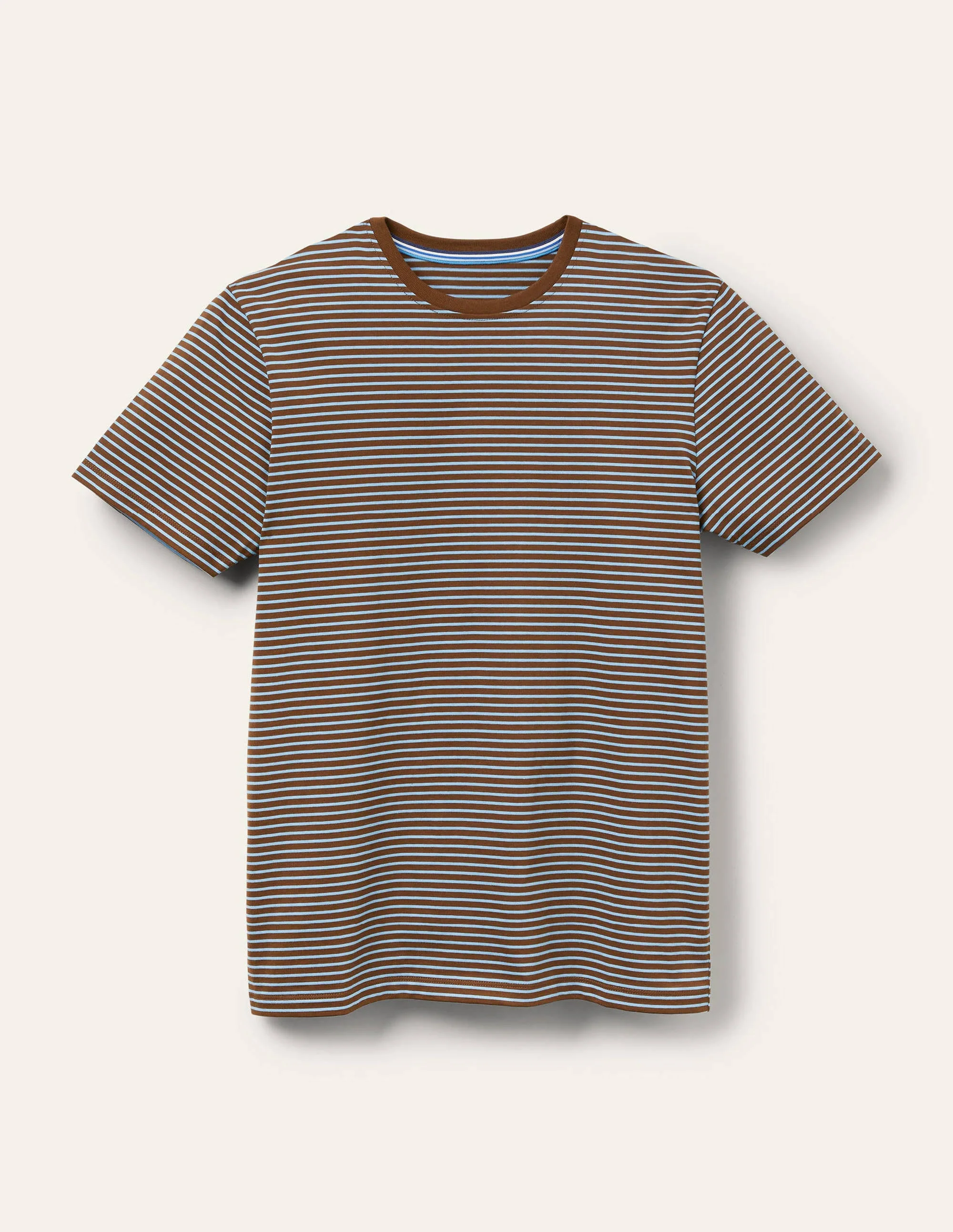 Classic Cotton T-shirt-Cacao/ Lichen Blue Stripe - Image 5