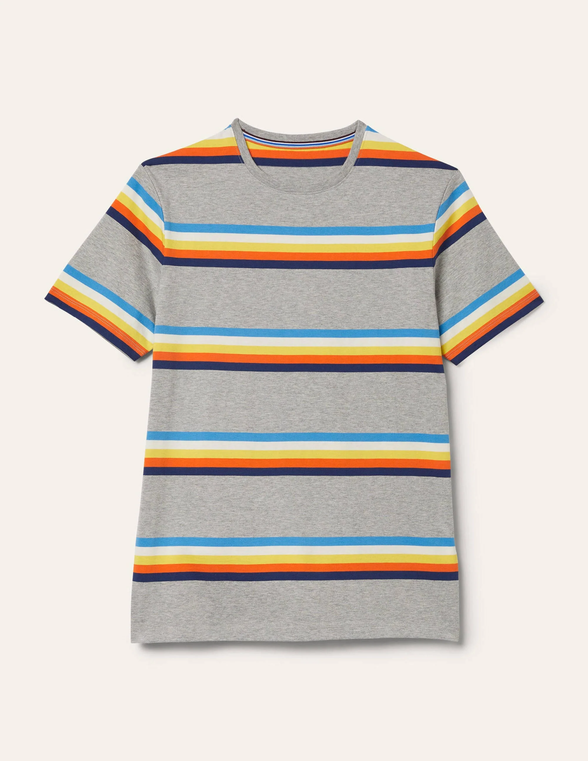 Classic Cotton T-shirt-Grey Marl Multi Stripe - Image 6
