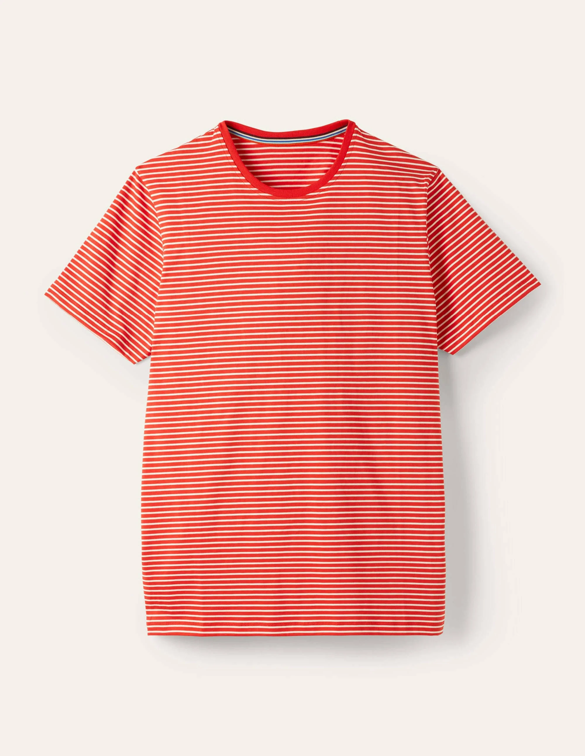 Classic Cotton T-shirt-Vintage Red/Snowdrop Stripe - Image 6