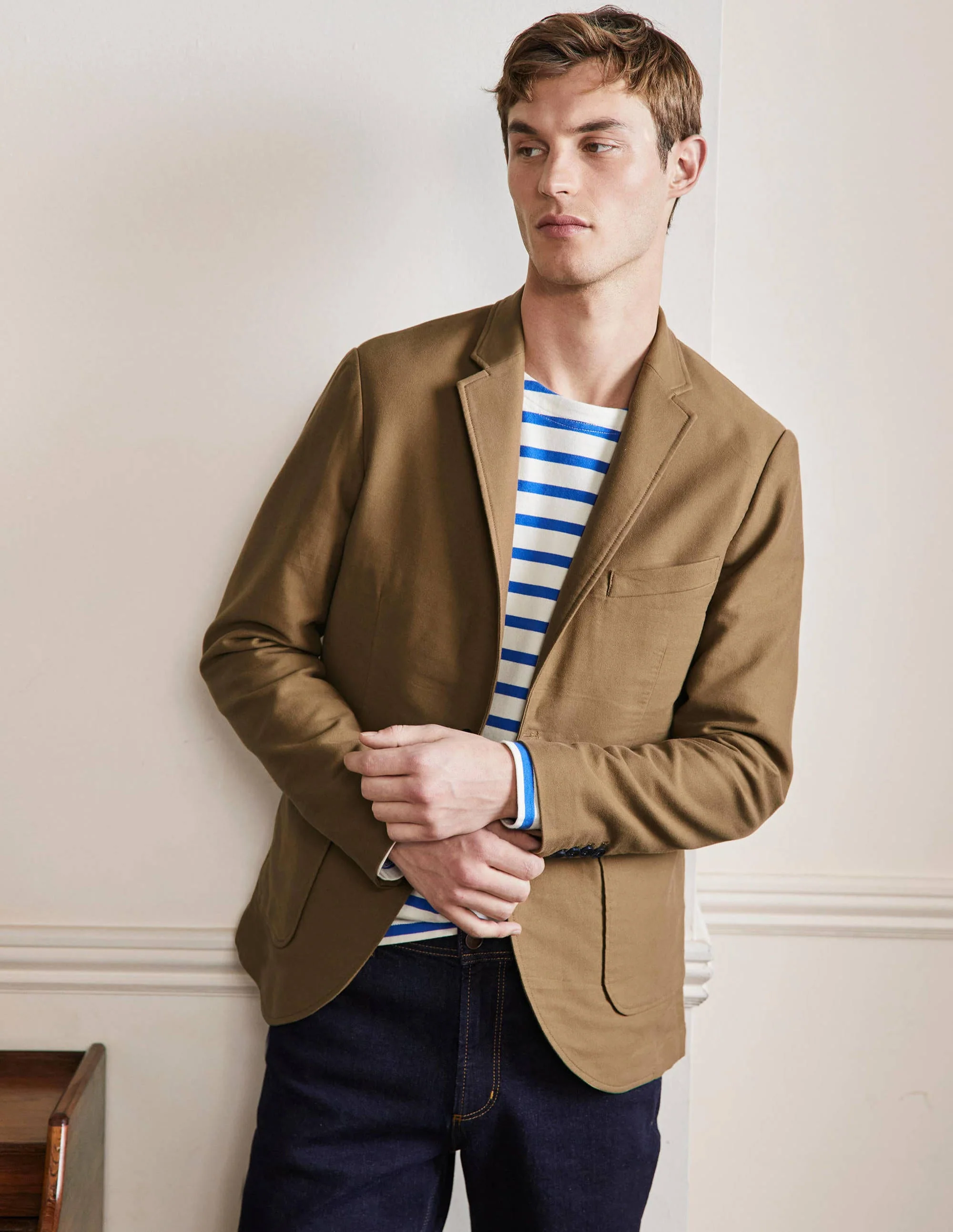 Classic Fit Moleskin Blazer-Otter