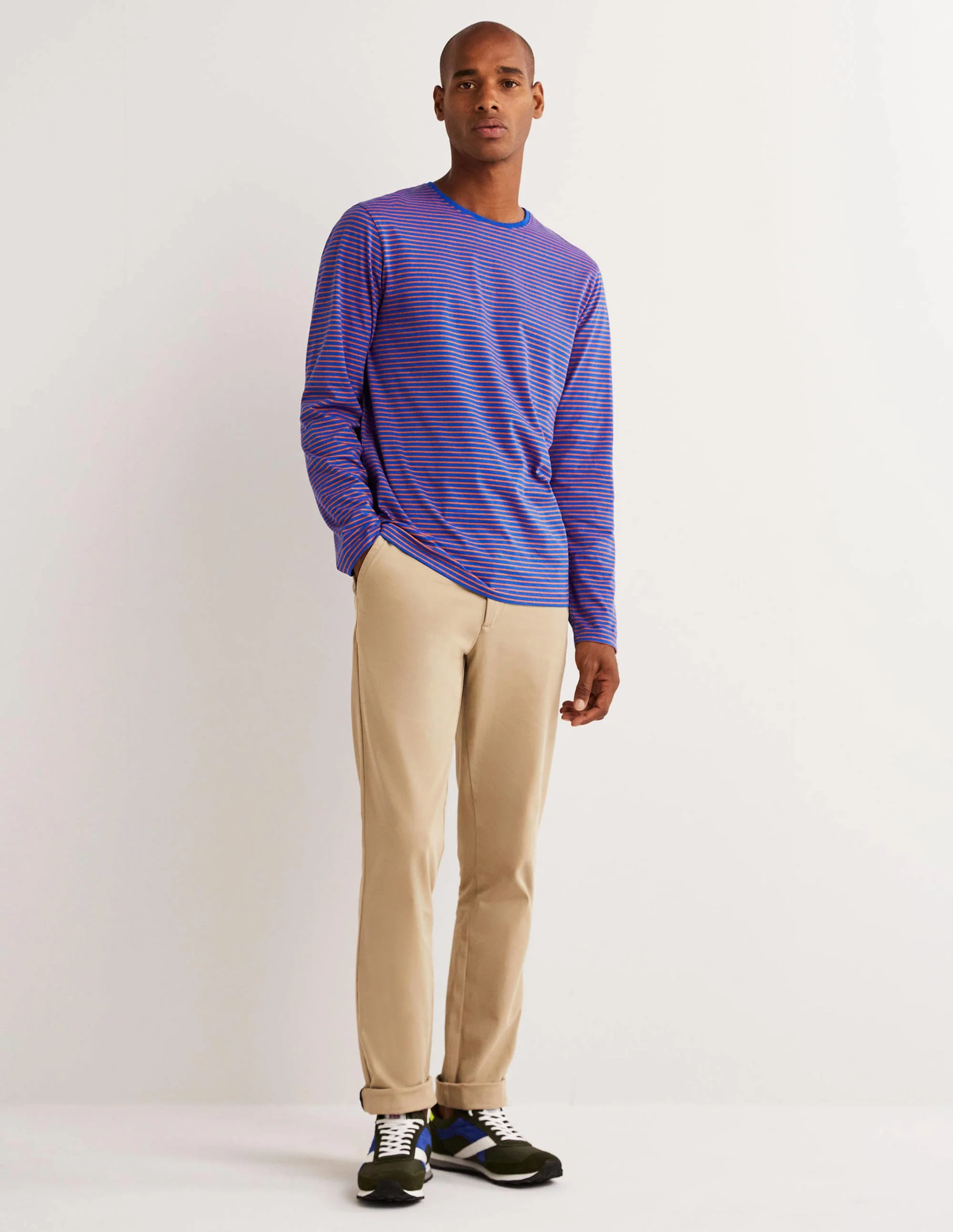 Classic Long-Sleeved T-shirt-Blue/Red Stripe - Image 4