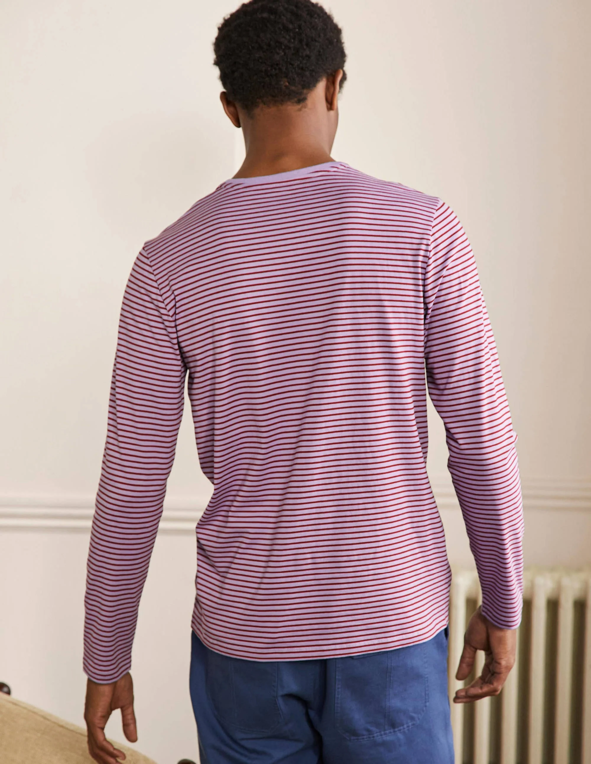 Classic Long-Sleeved T-shirt-Cool Violet/Robin Stripe - Image 3