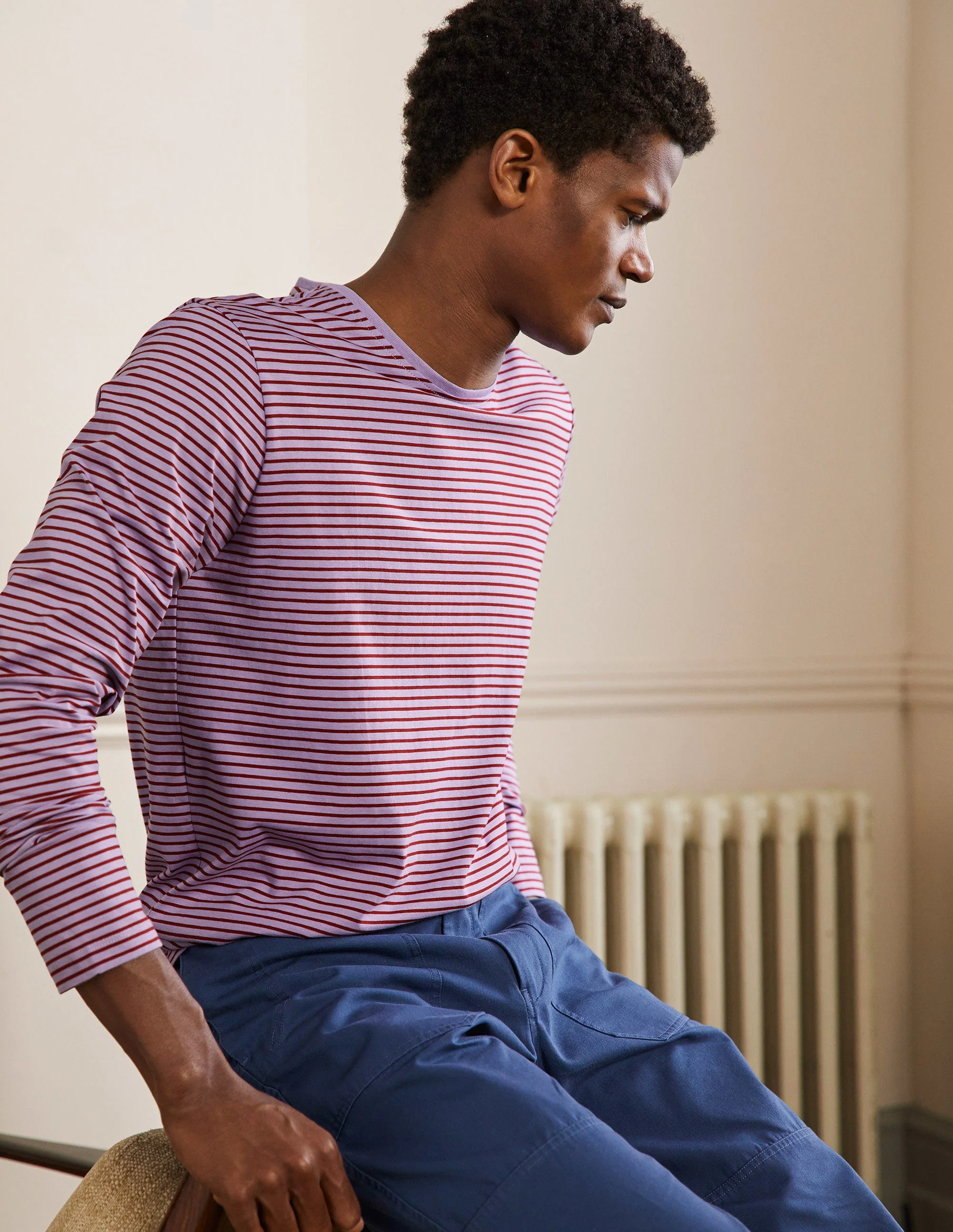 Classic Long-Sleeved T-shirt-Cool Violet/Robin Stripe - Image 4
