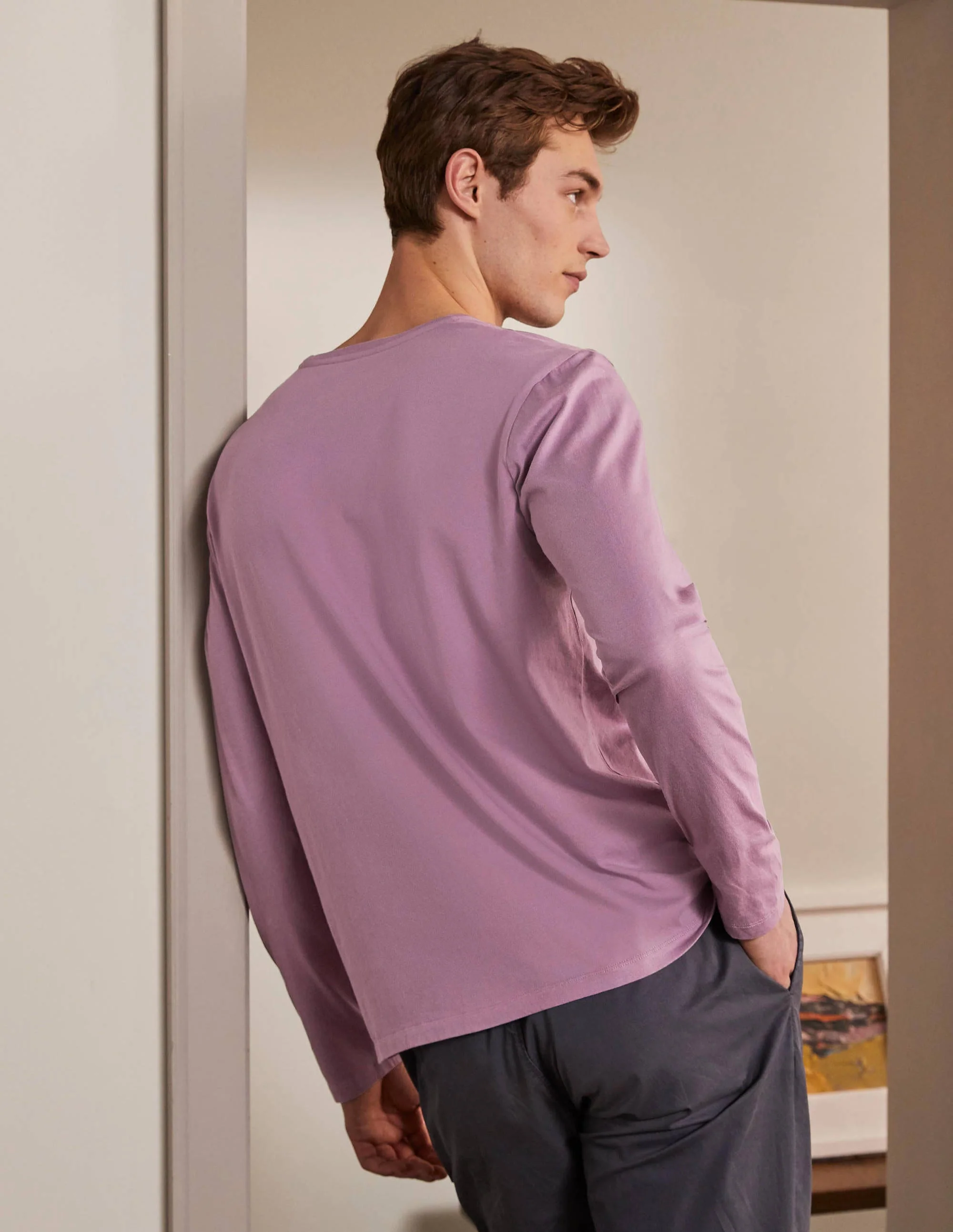 Classic Long-Sleeved T-shirt-Dusky Mauve - Image 3