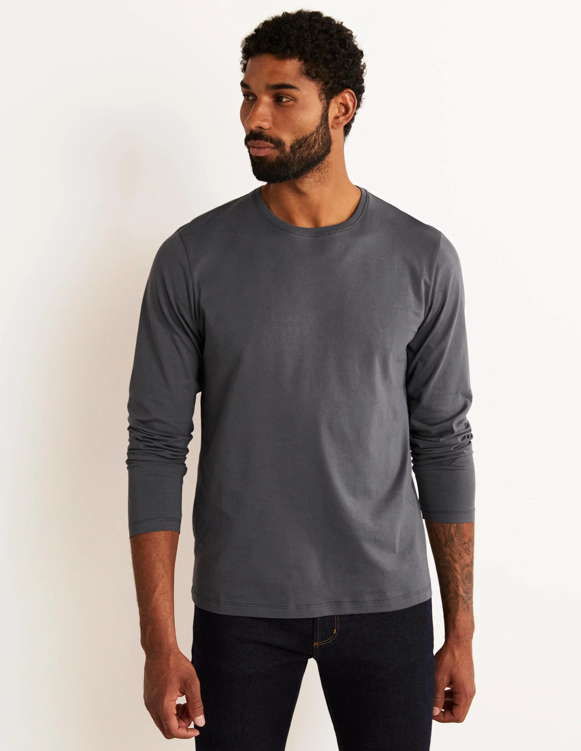 Classic Long-Sleeved T-shirt-London Grey - Image 4