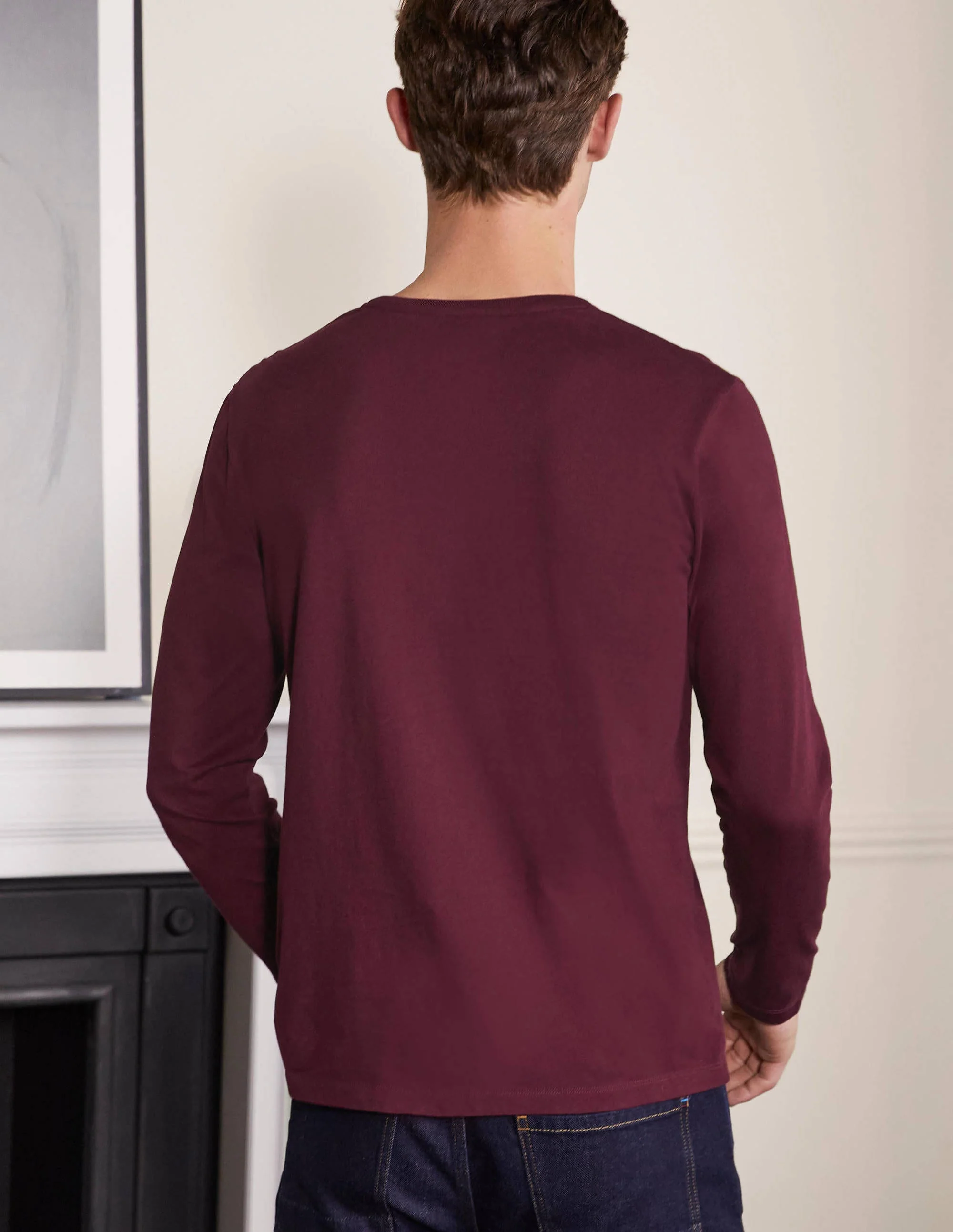 Classic Long-Sleeved T-shirt-Merlot Red - Image 3