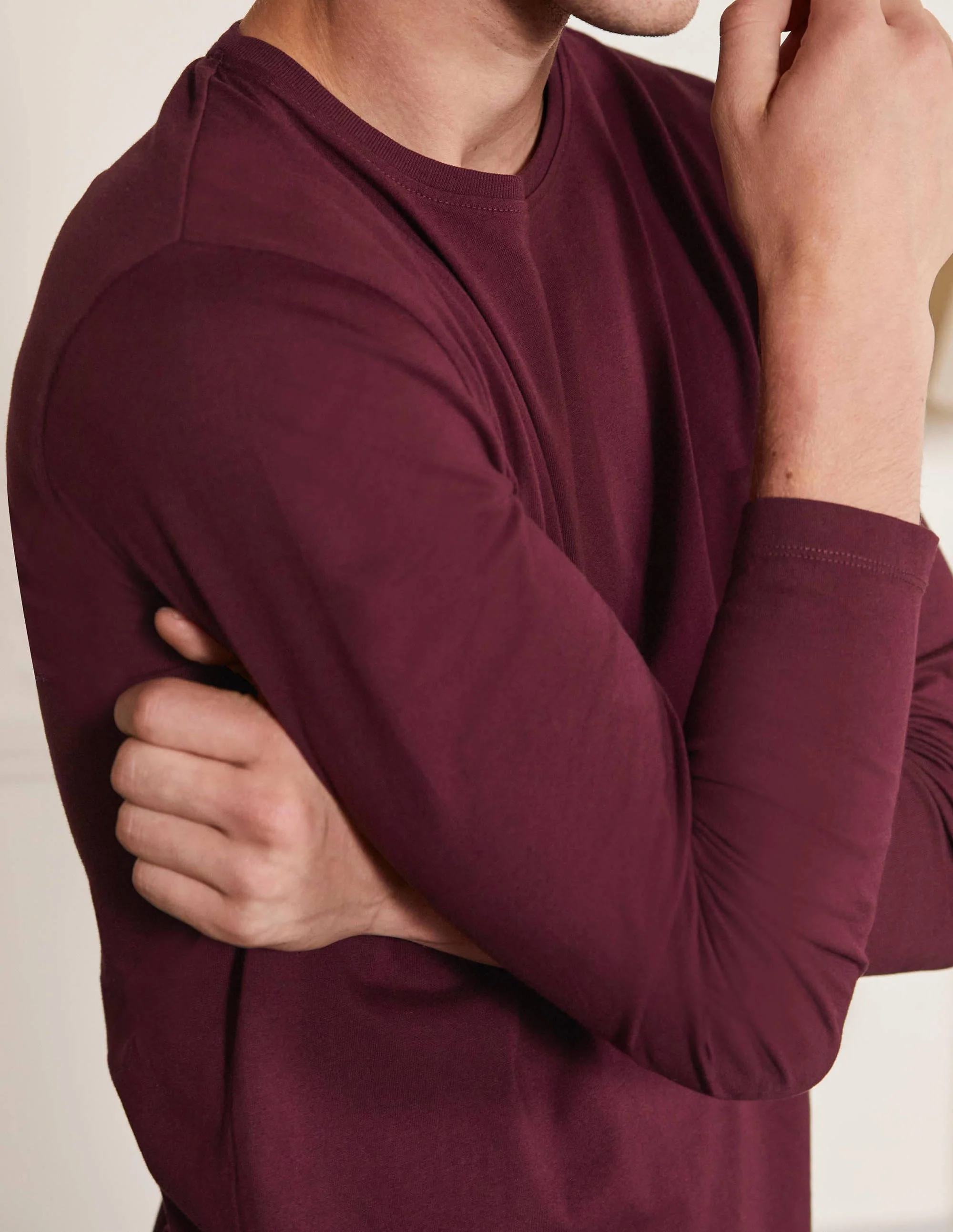 Classic Long-Sleeved T-shirt-Merlot Red - Image 4