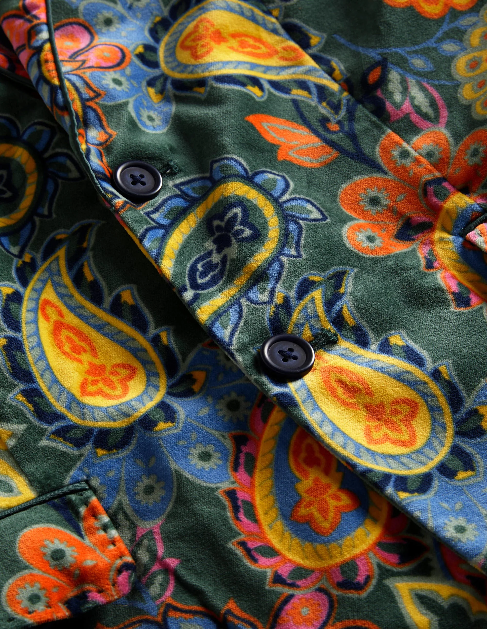 Classic Velvet Printed Blazer-Trekking Green Paisley - Image 8