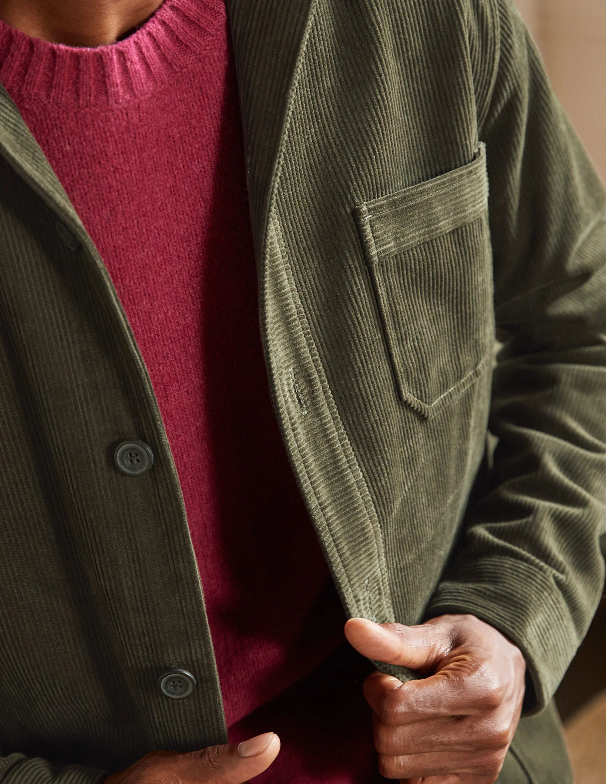 Cord Overshirt-Khaki - Image 3