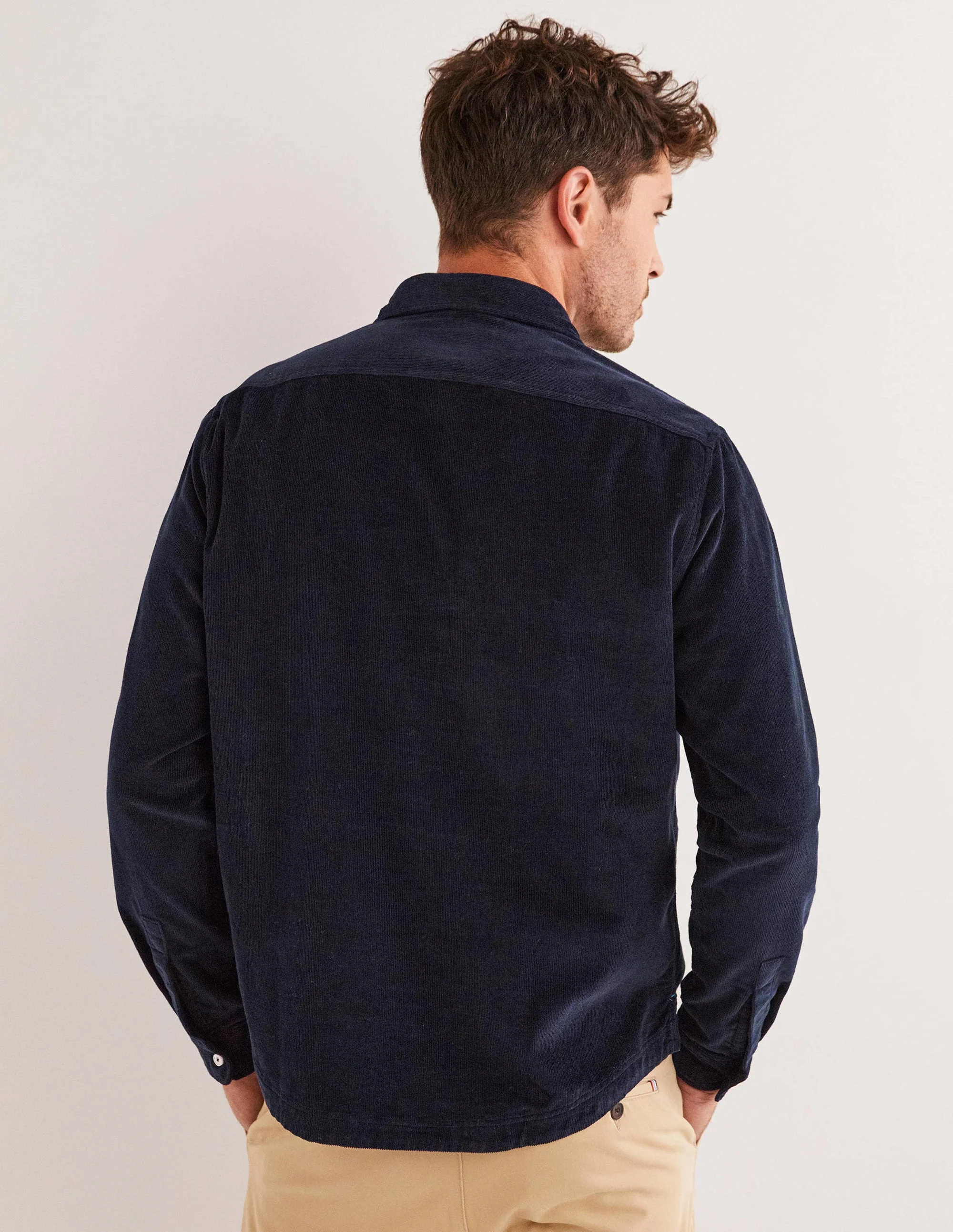 Cord Pop Over Shirt-Navy - Image 3