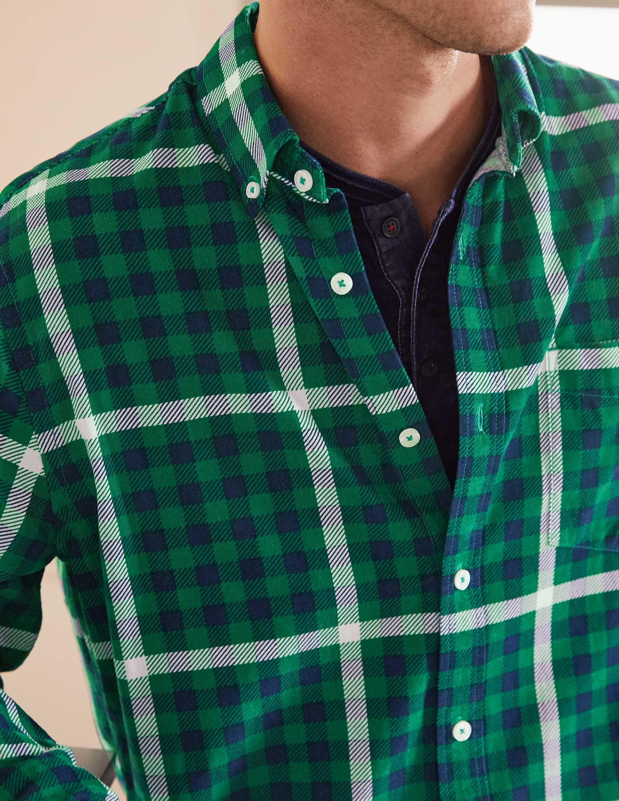 Cord Shirt-Garden Green/Space Blue Check - Image 3