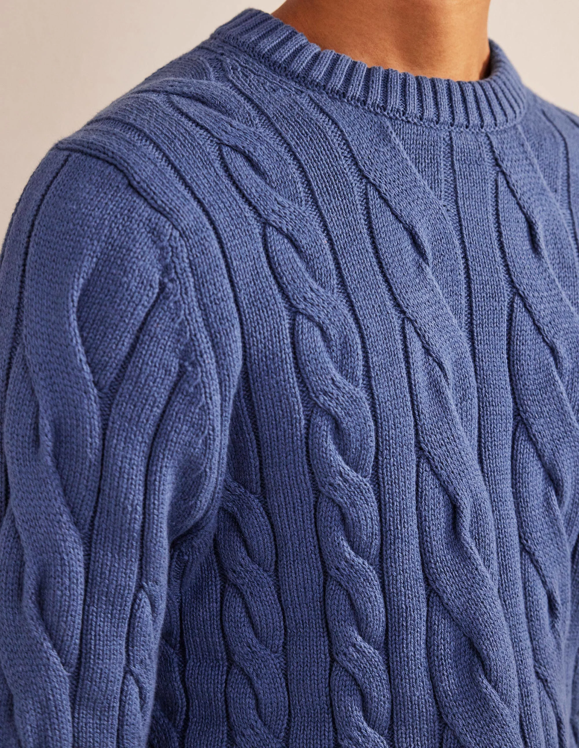 Cotton Cable Crew Neck-True Navy - Image 2