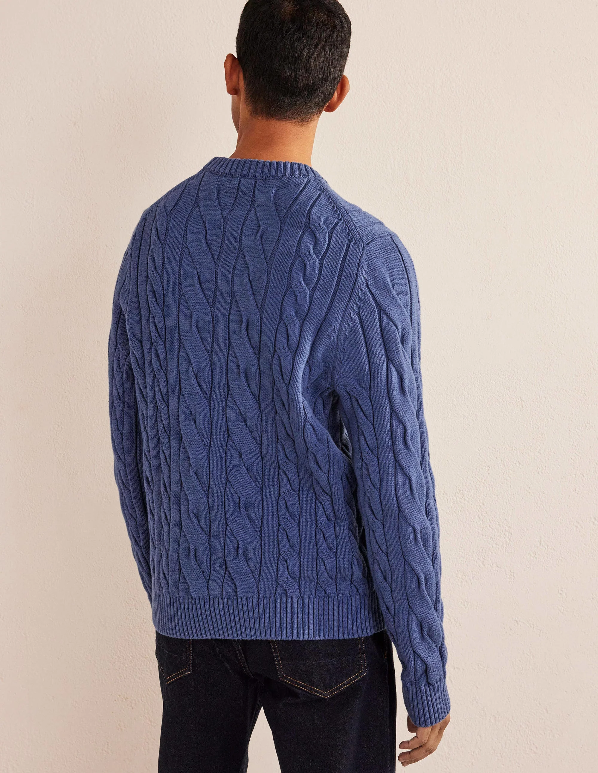Cotton Cable Crew Neck-True Navy - Image 3