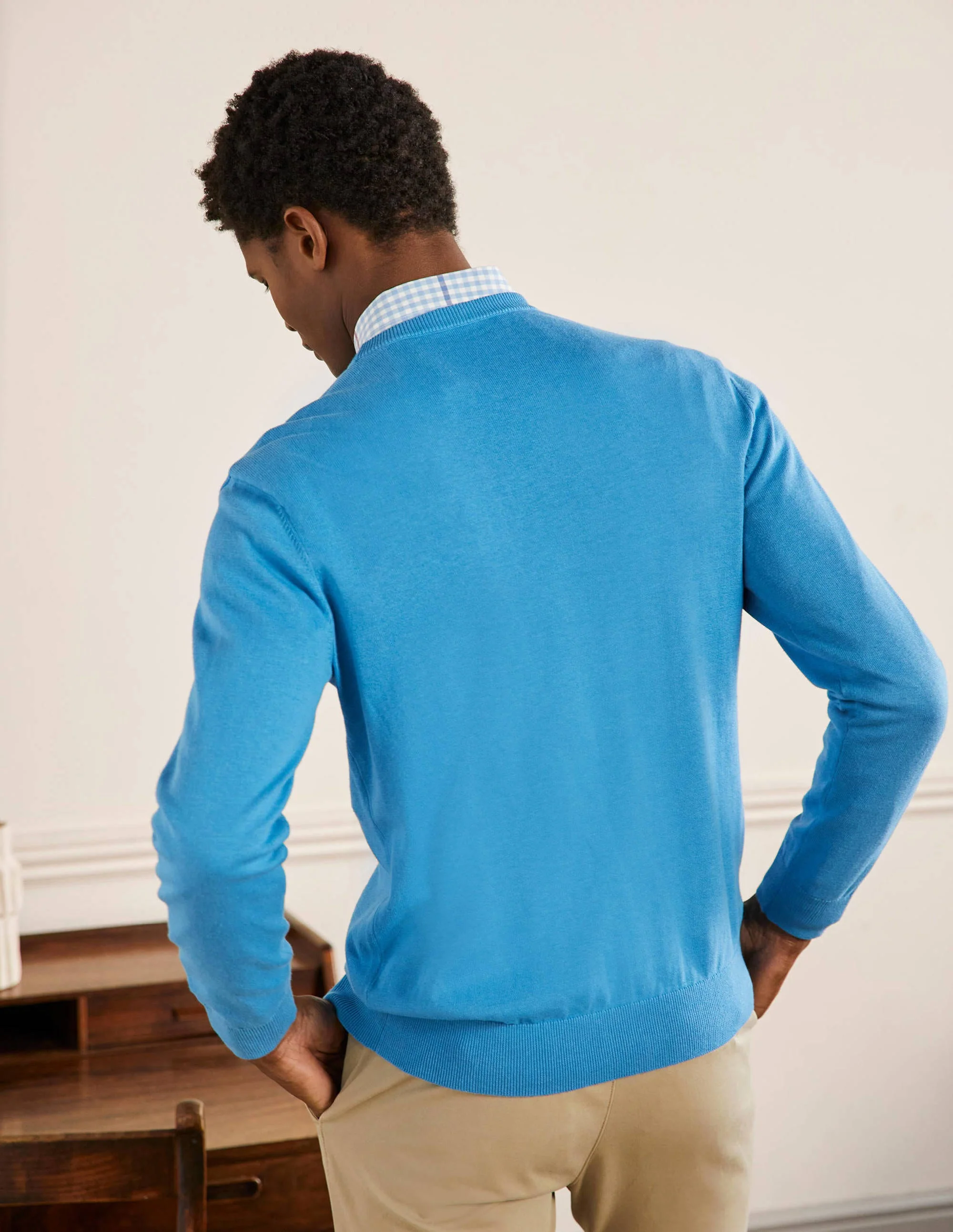 Cotton Cashmere Crew Neck-Blithe Melange - Image 3