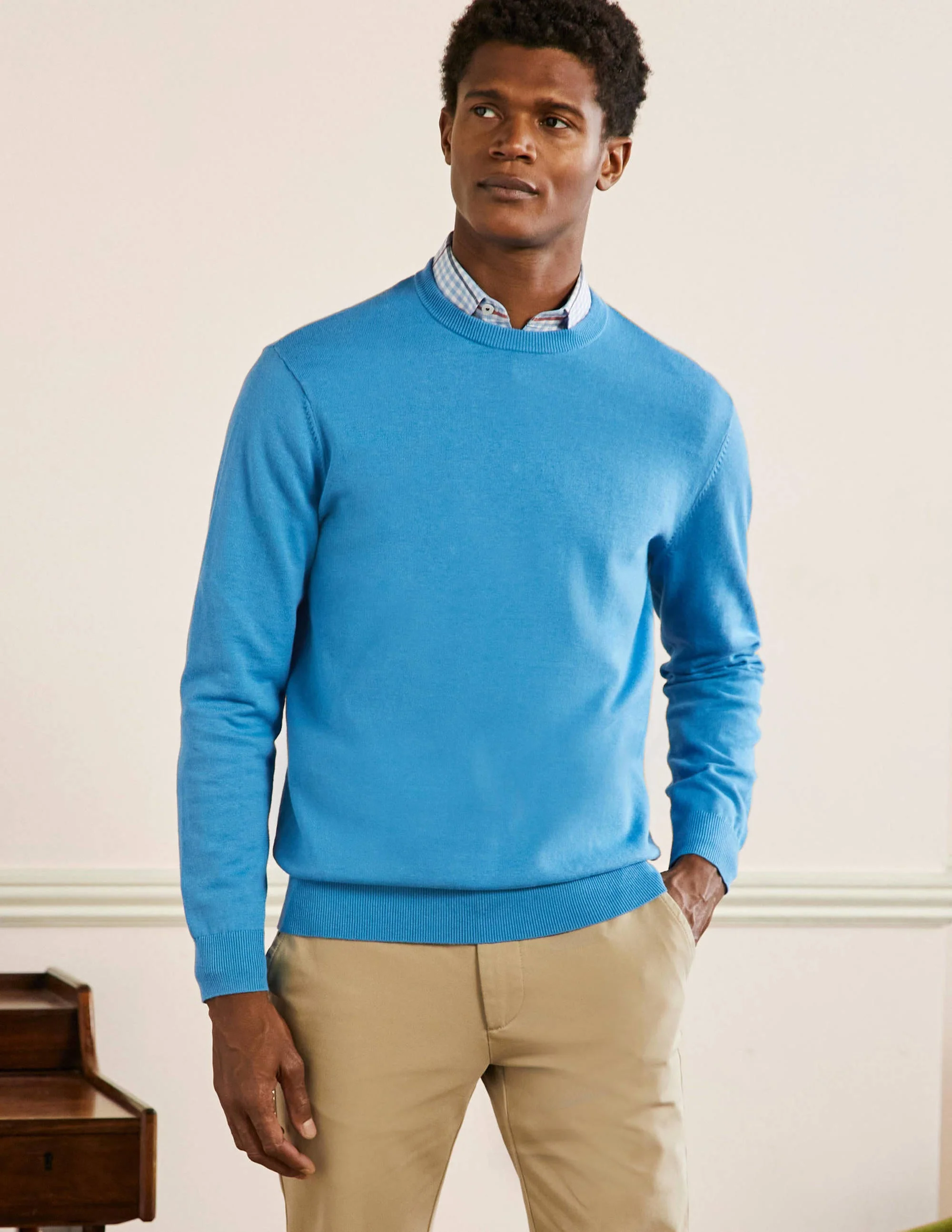 Cotton Cashmere Crew Neck-Blithe Melange - Image 4
