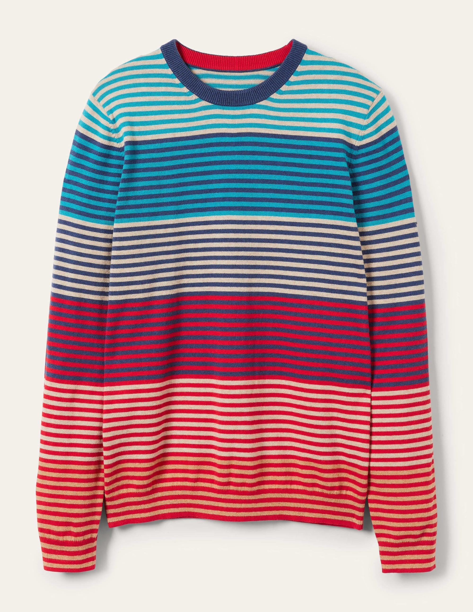 Cotton Cashmere Crew Neck-Feeder Block Stripe - Image 6