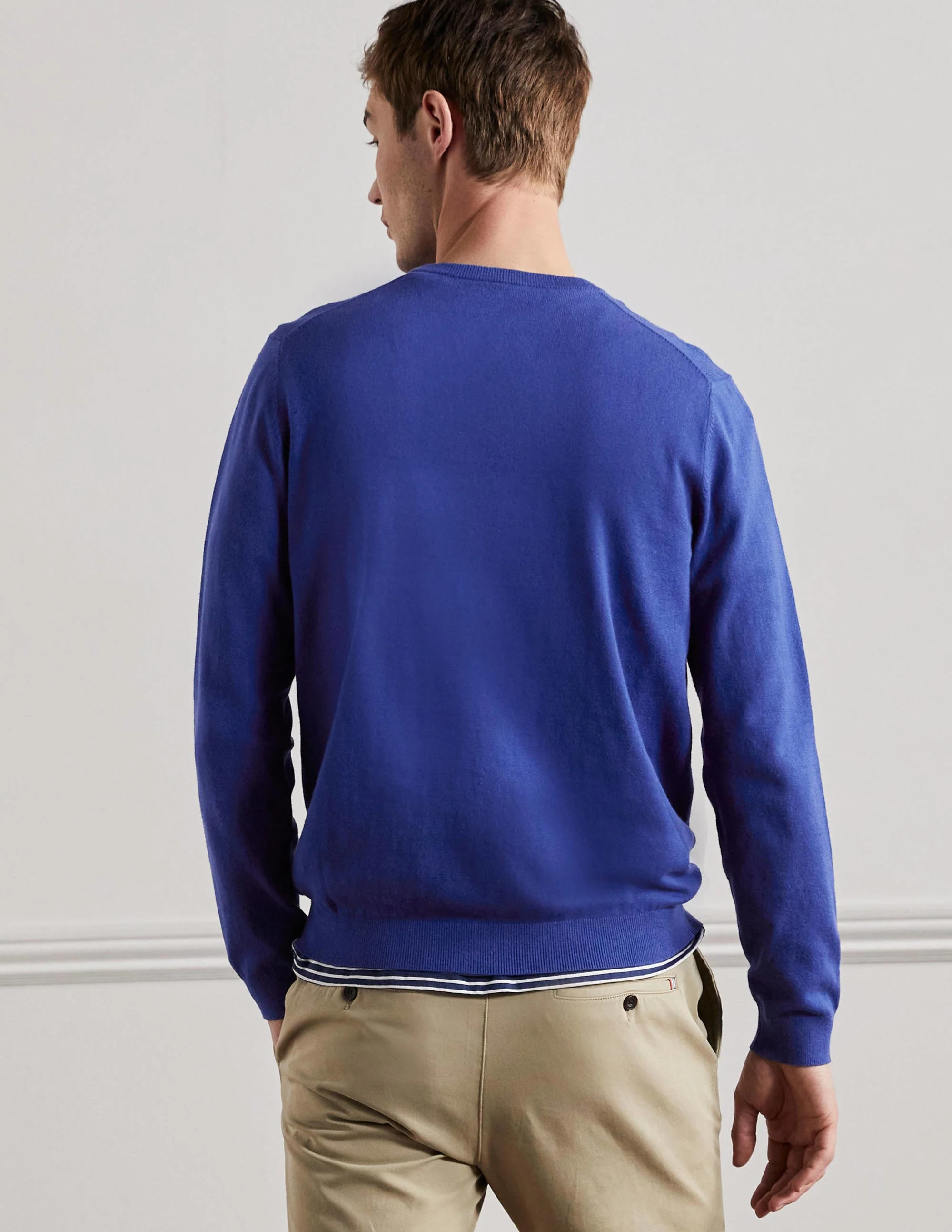 Cotton Cashmere Crew Neck-Imperial Blue - Image 3