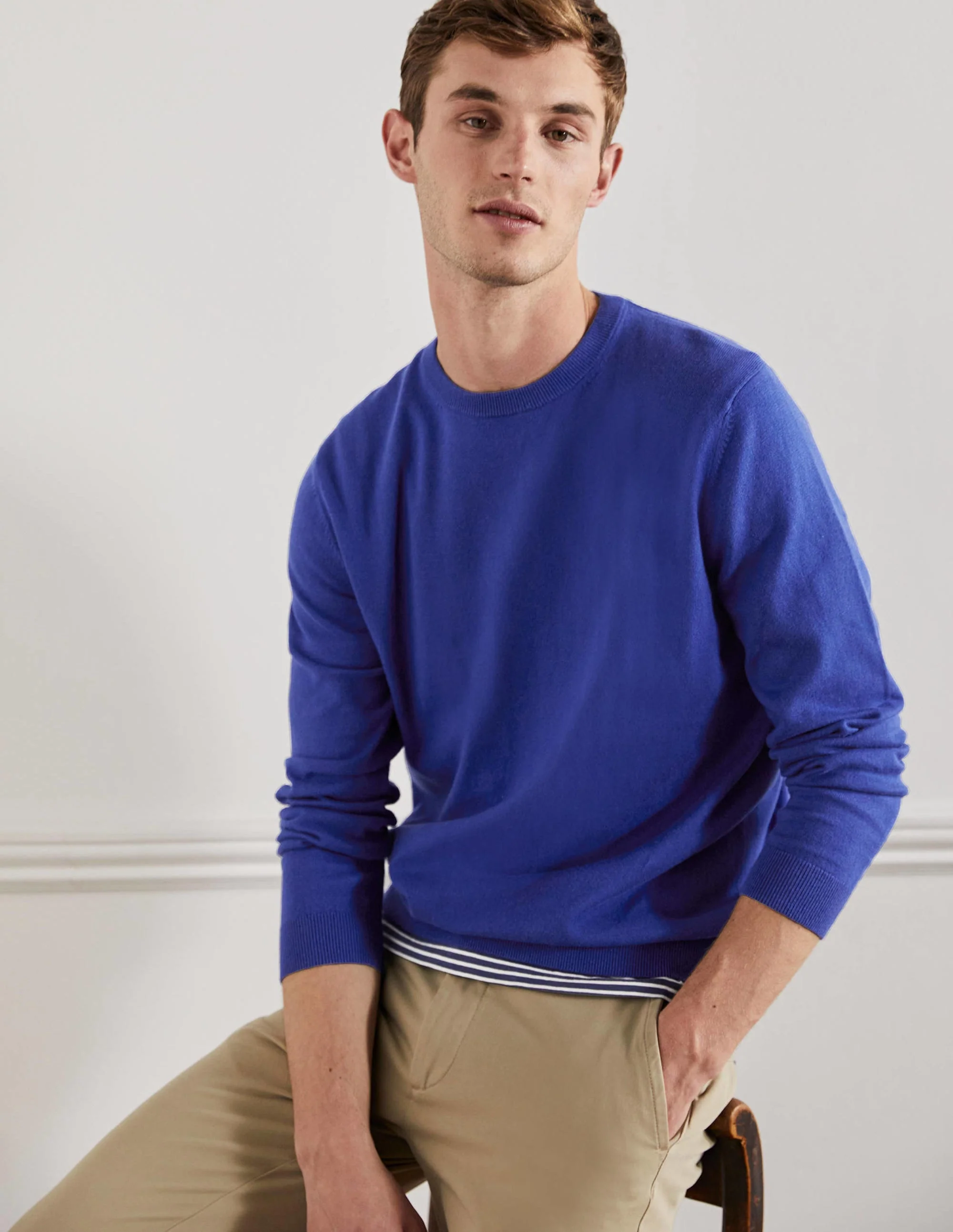 Cotton Cashmere Crew Neck-Imperial Blue - Image 4