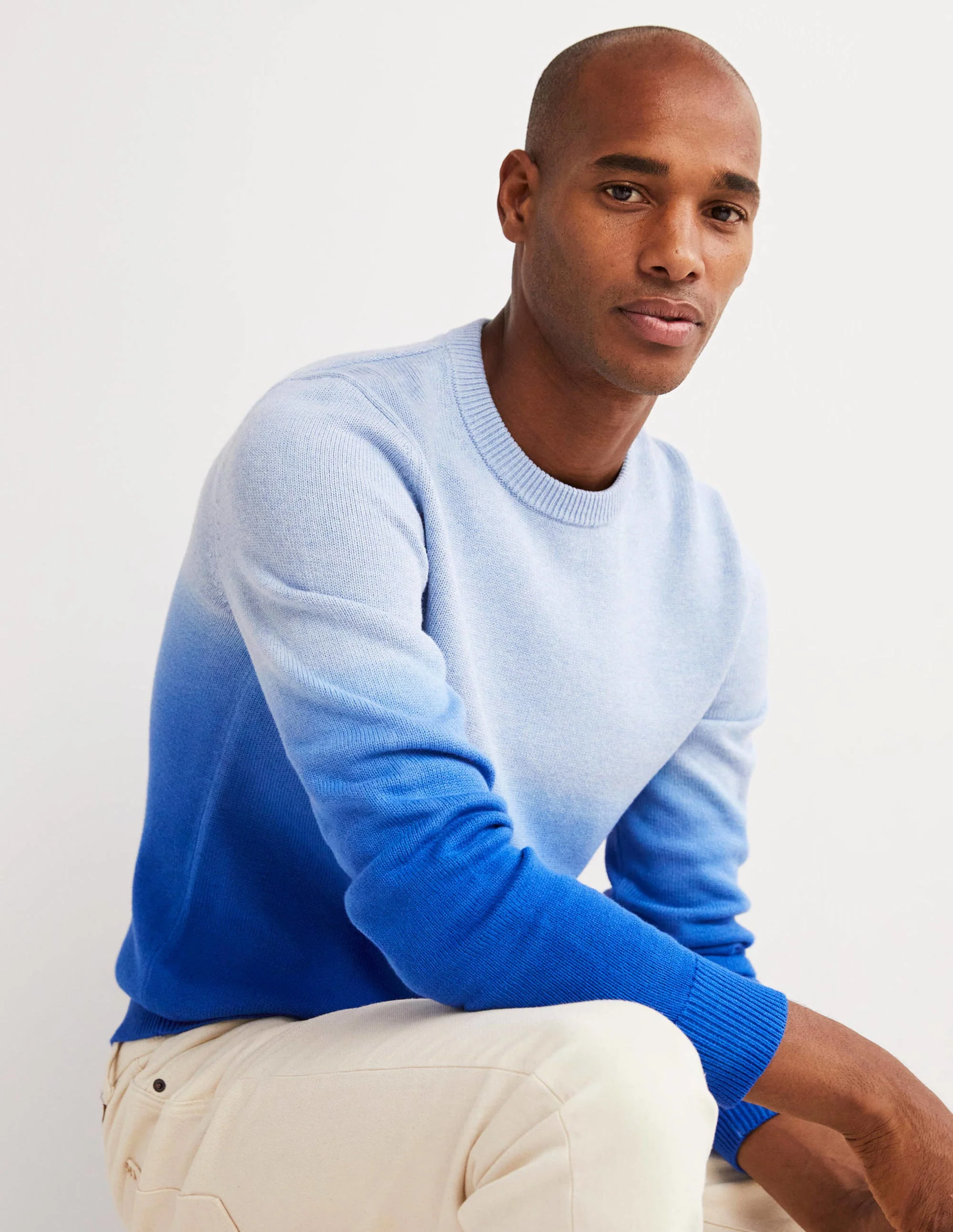 Cotton Crew Neck Sweater-Dip dye