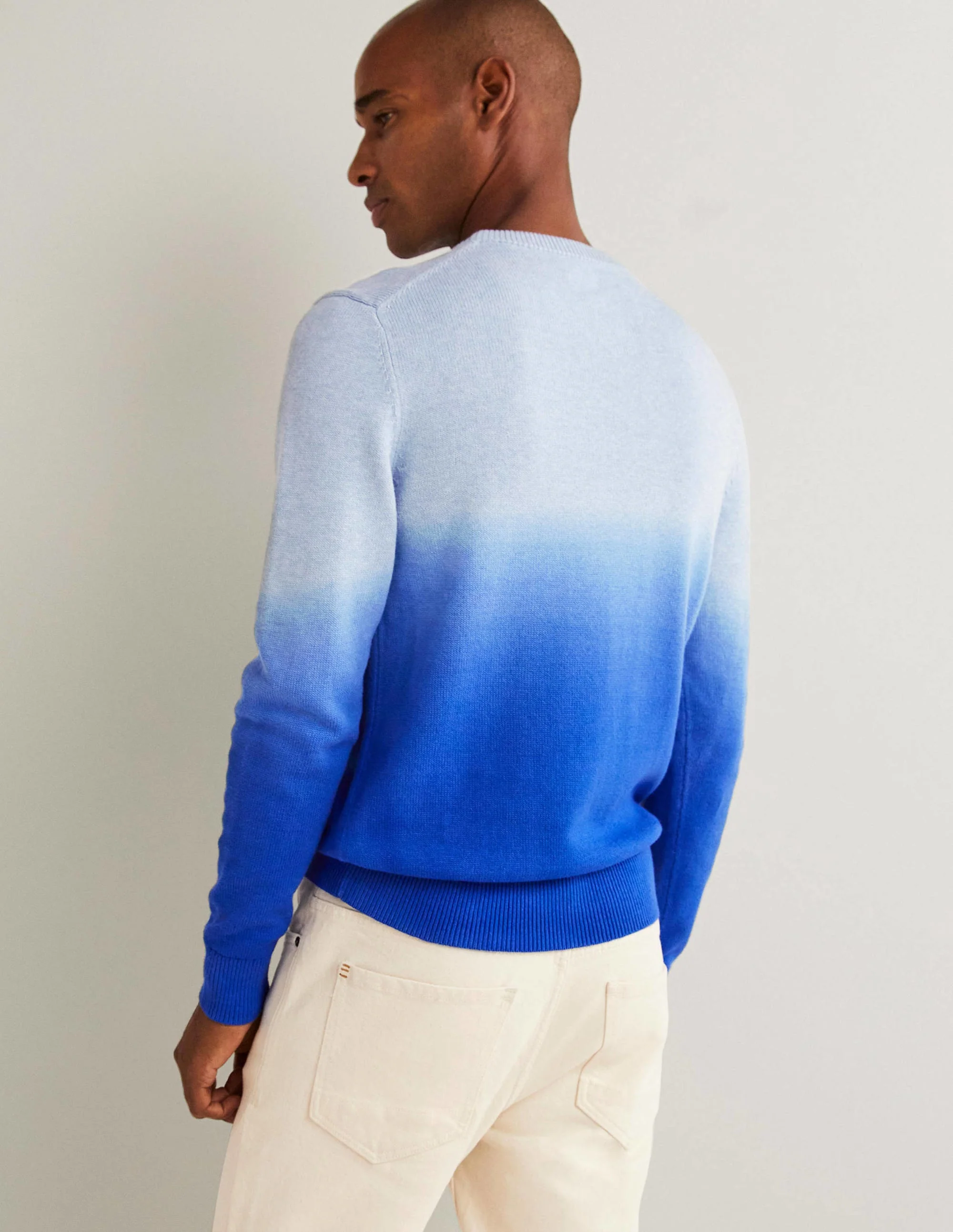 Cotton Crew Neck Sweater-Dip dye - Image 3