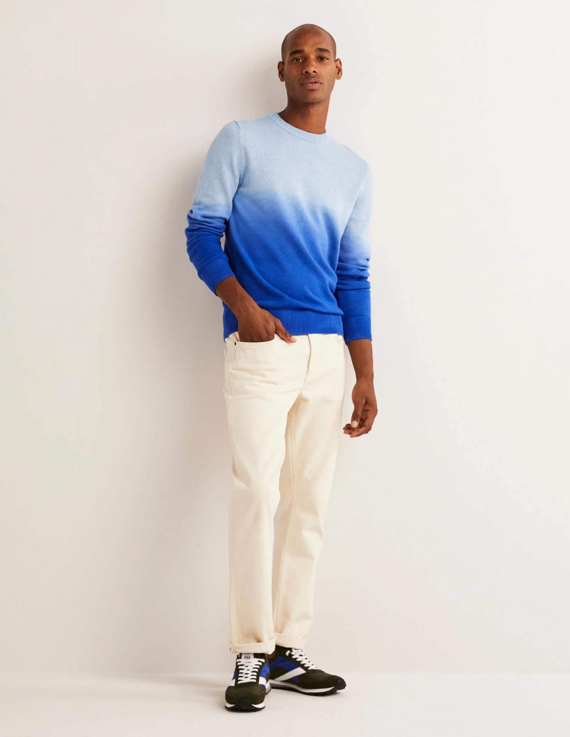 Cotton Crew Neck Sweater-Dip dye - Image 4