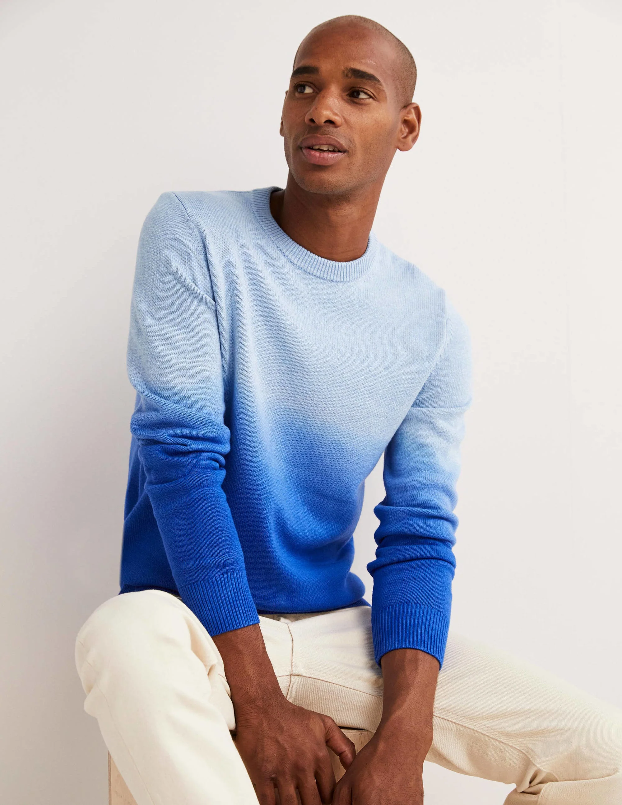 Cotton Crew Neck Sweater-Dip dye - Image 5