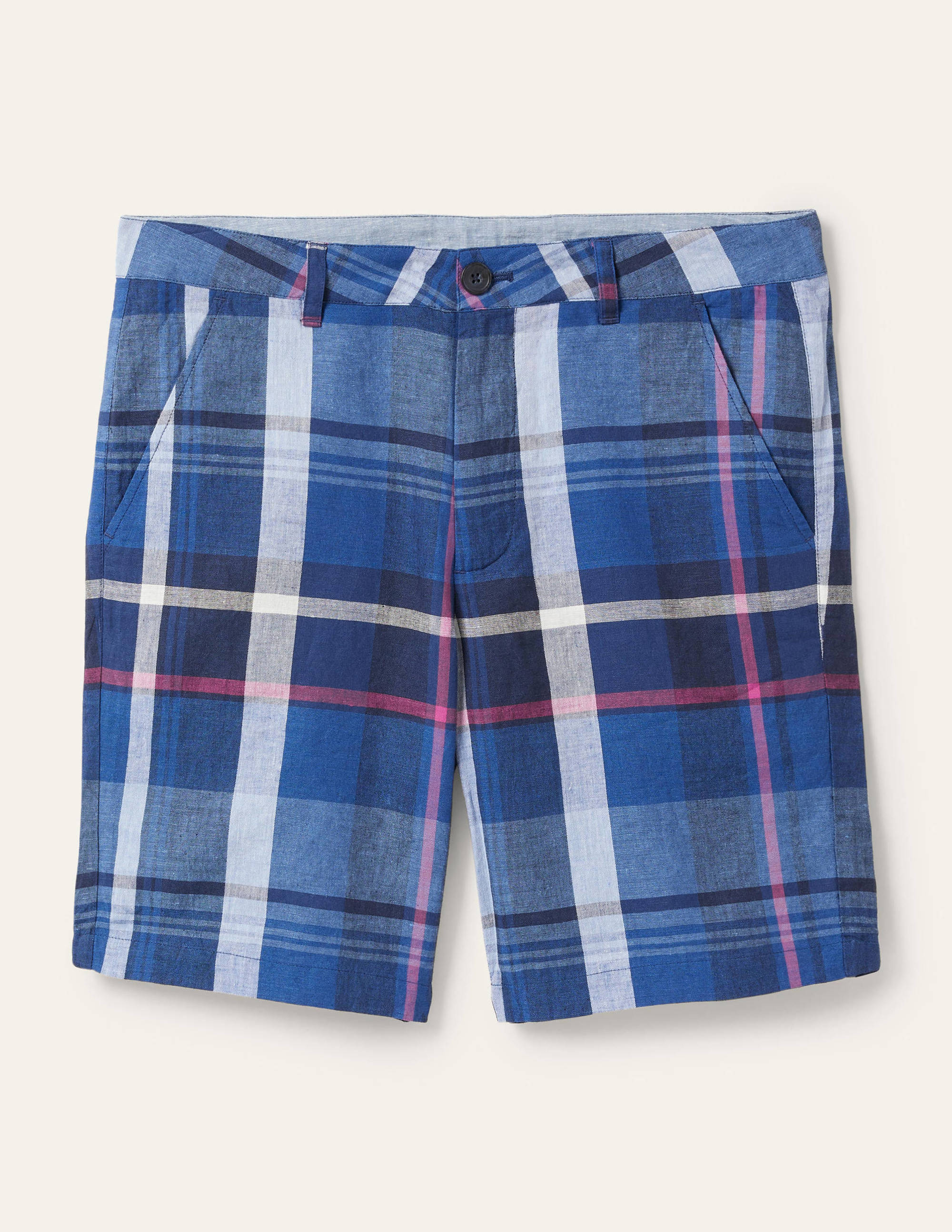 Cotton Linen Short-Presidential Blue Check - Image 7