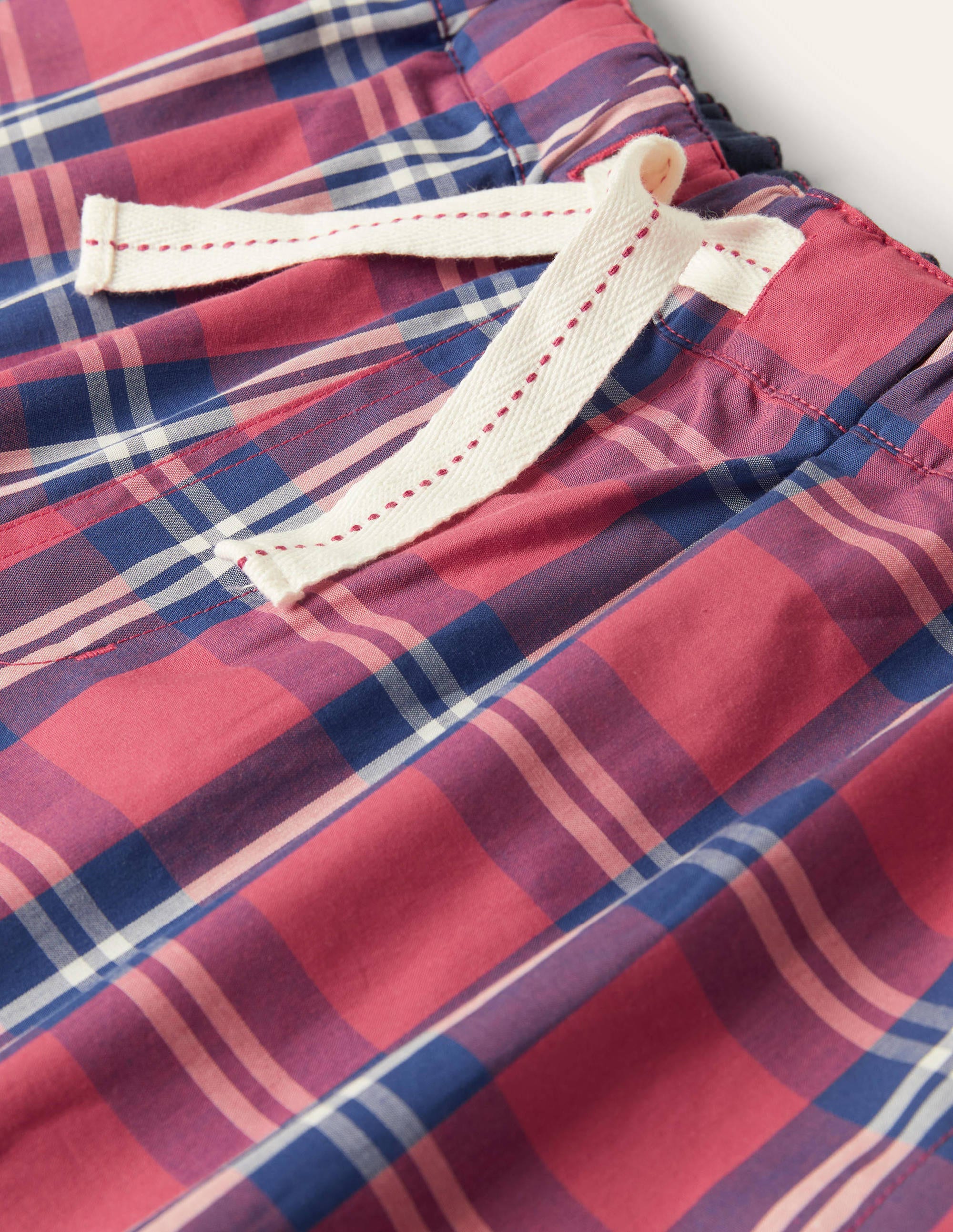 Cotton Poplin Pajama Shorts-Dusky Red/ Presidential Check - Image 5