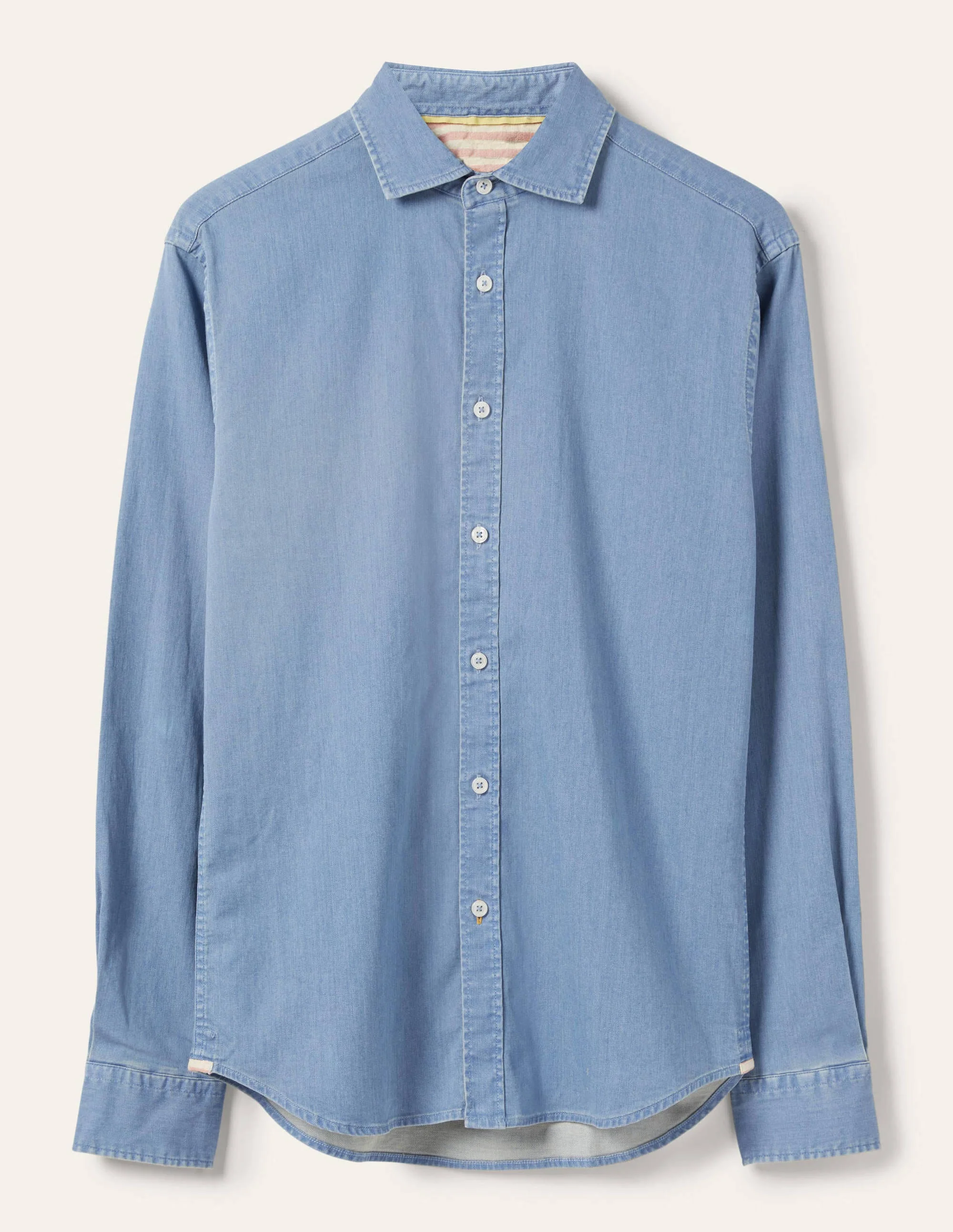 Cutaway Collar Denim Shirt-Light Chambray Blue - Image 7
