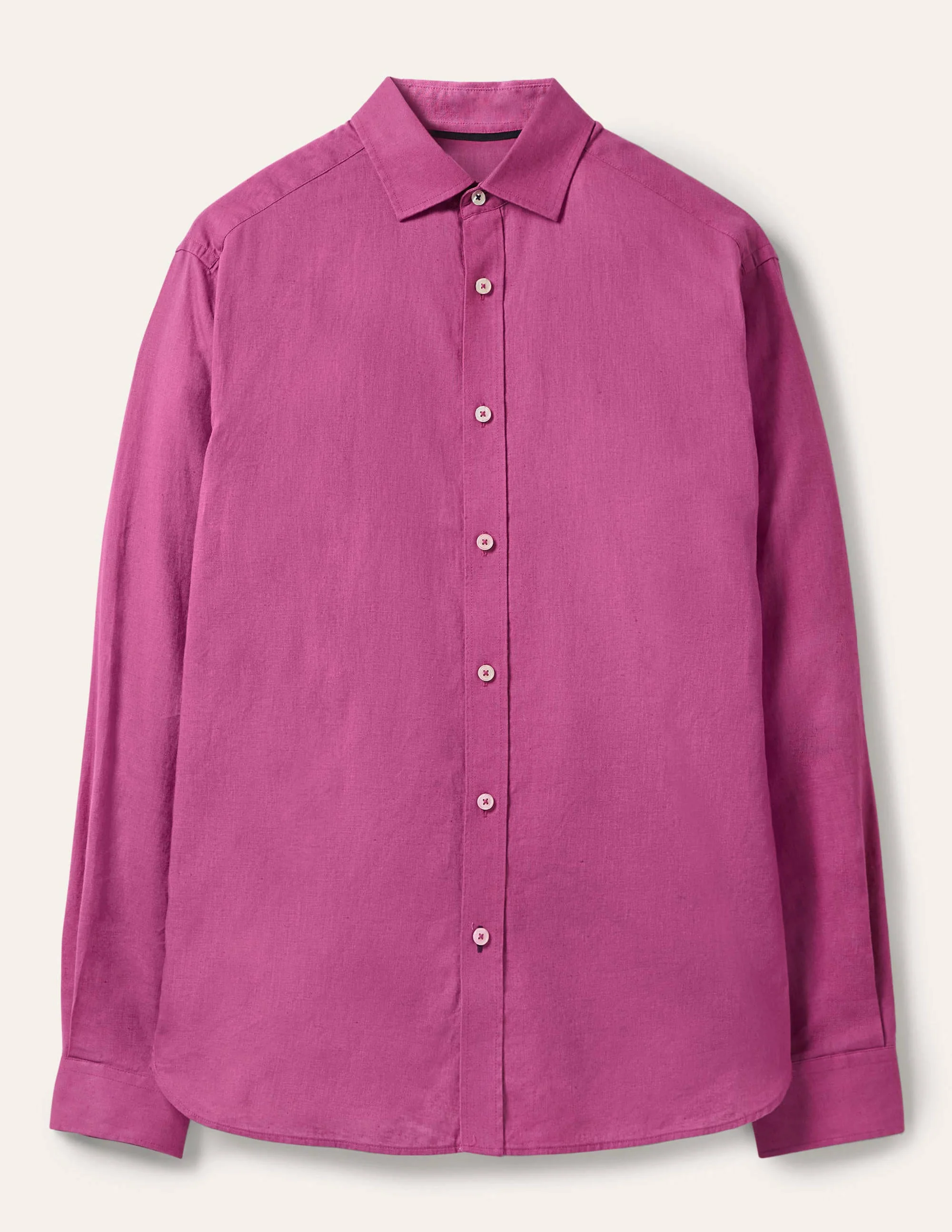 Cutaway Collar Linen Shirt-Berry Mauve - Image 6