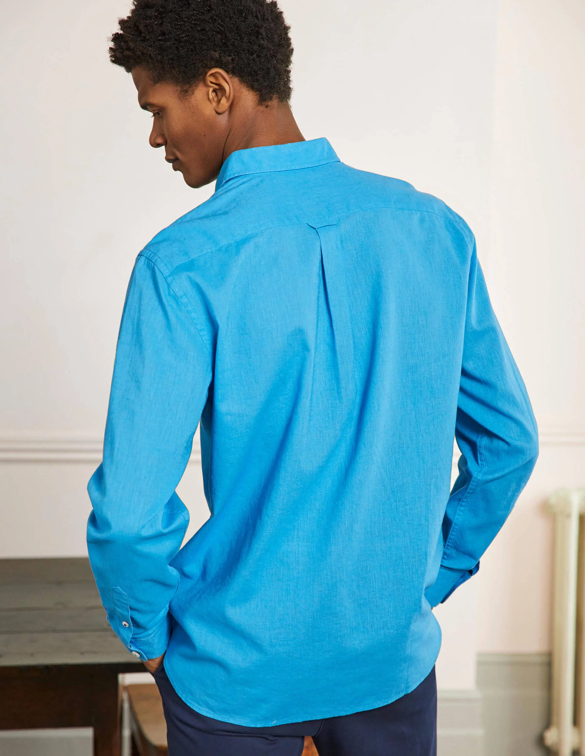 Cutaway Collar Linen Shirt-Blithe - Image 3