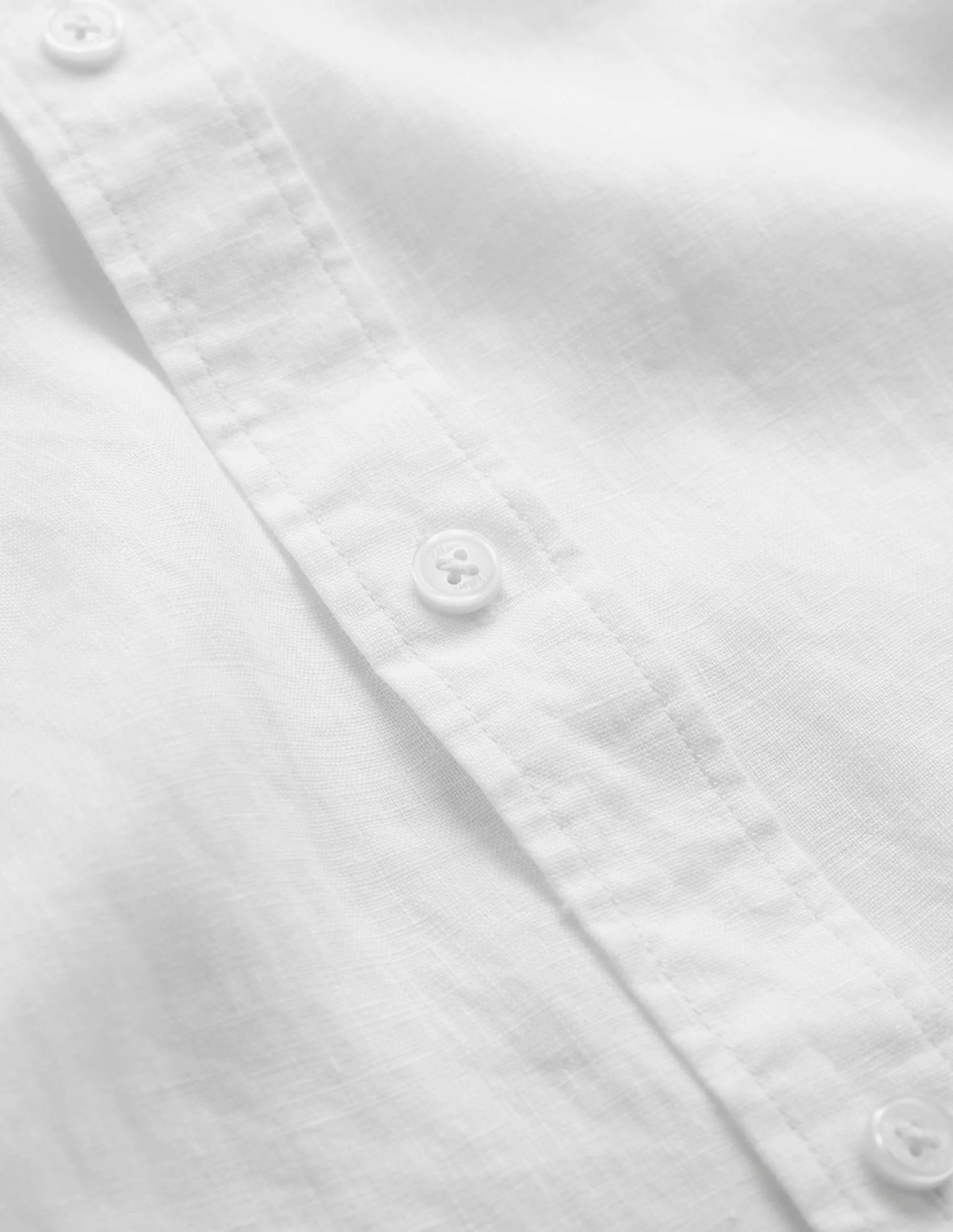 Cutaway Collar Linen Shirt-White - Image 7
