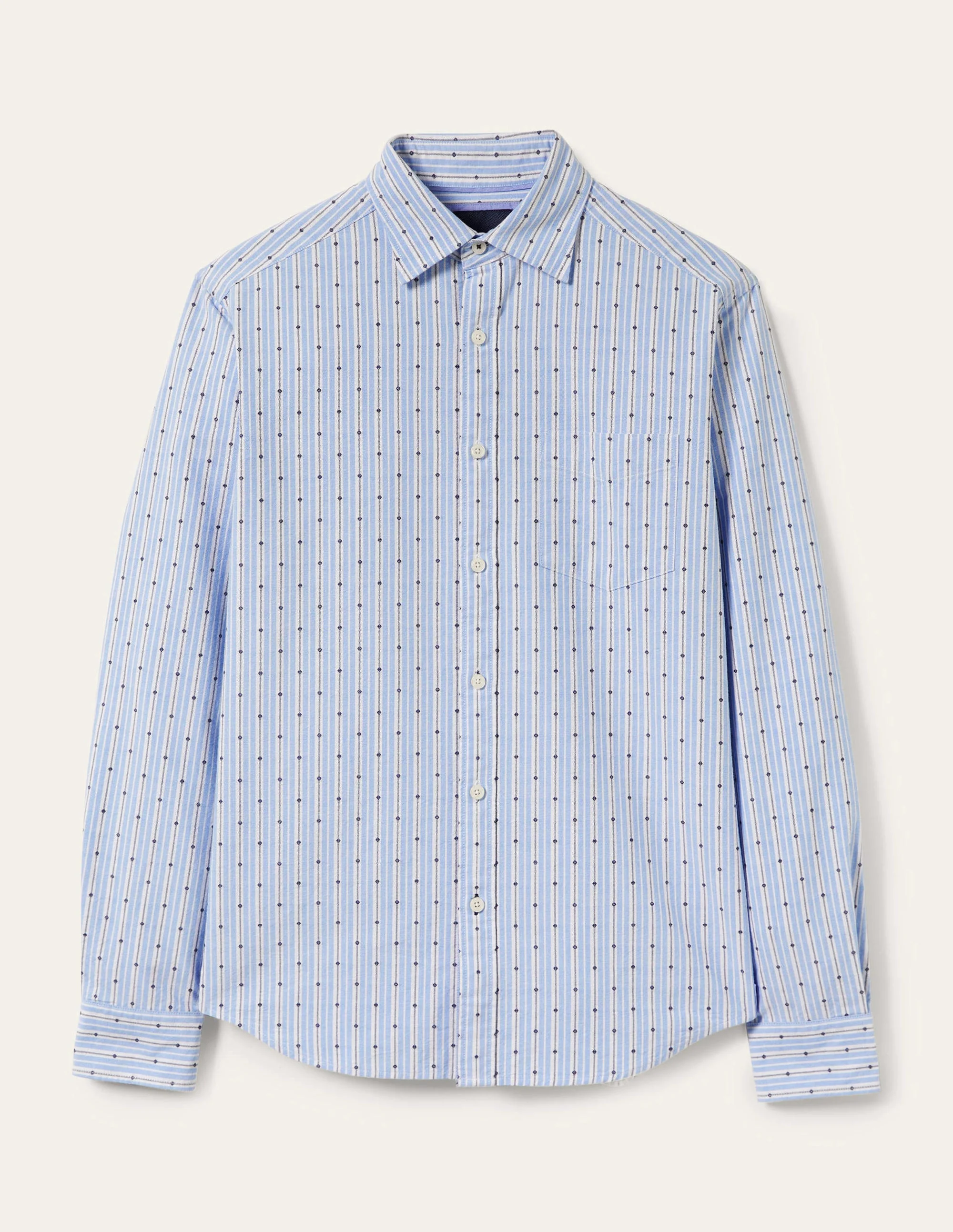 Cutaway Collar Oxford Shirt-Lichen Stripe - Image 7