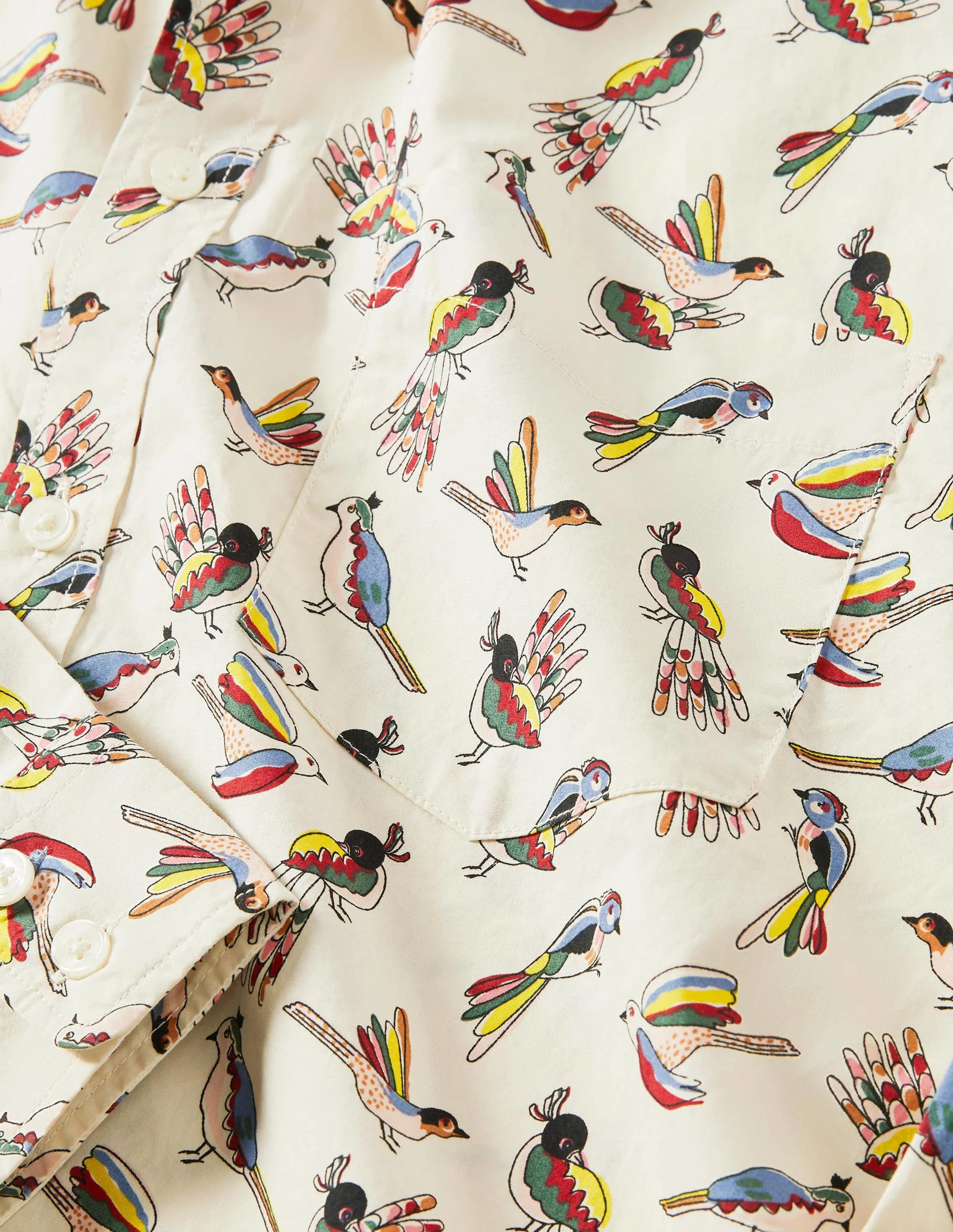 Cutaway Collar Poplin Shirt-Multi Birds - Image 7