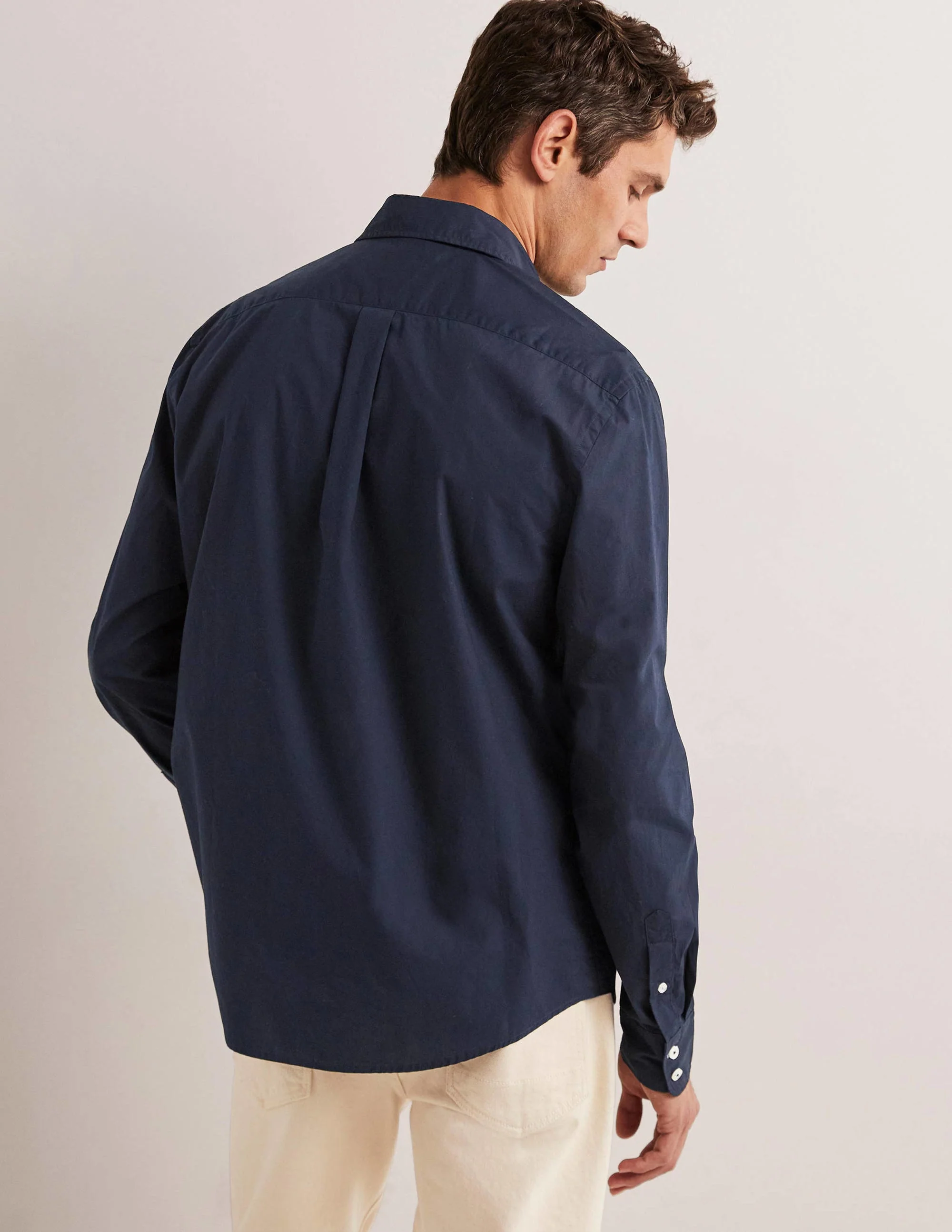Cutaway Collar Poplin Shirt-Navy - Image 3