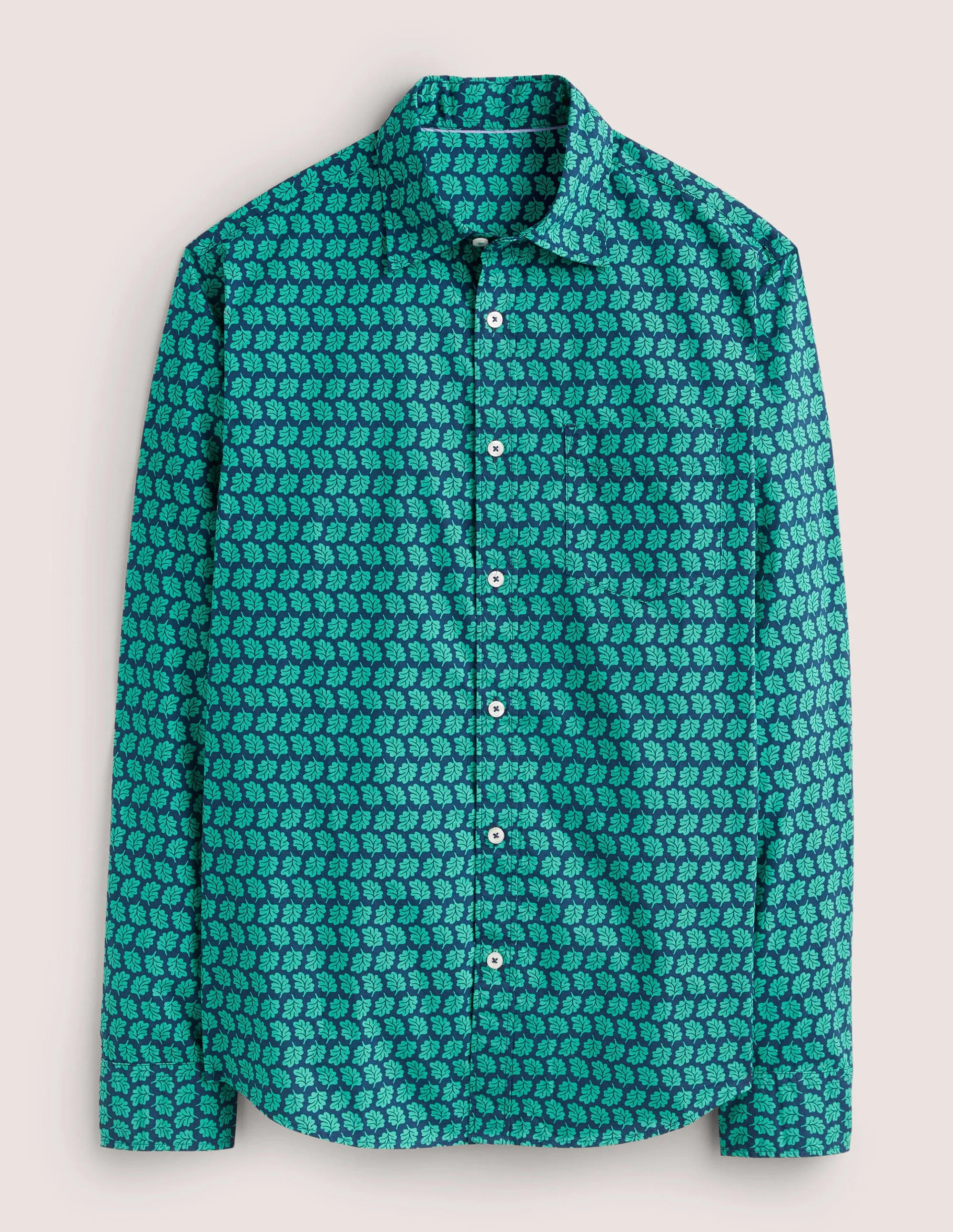 Cutaway Collar Poplin Shirt-Soft Lilypad Oak Leaf - Image 6