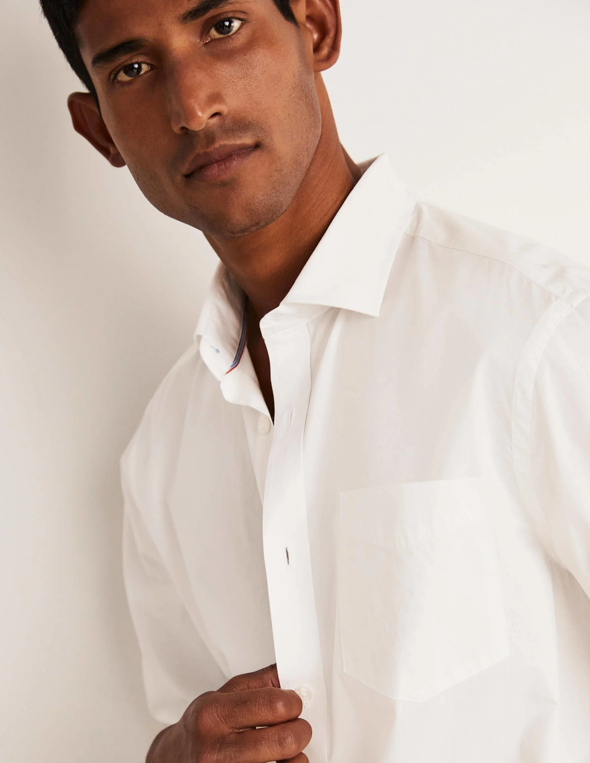 Cutaway Collar Poplin Shirt-White - Image 2
